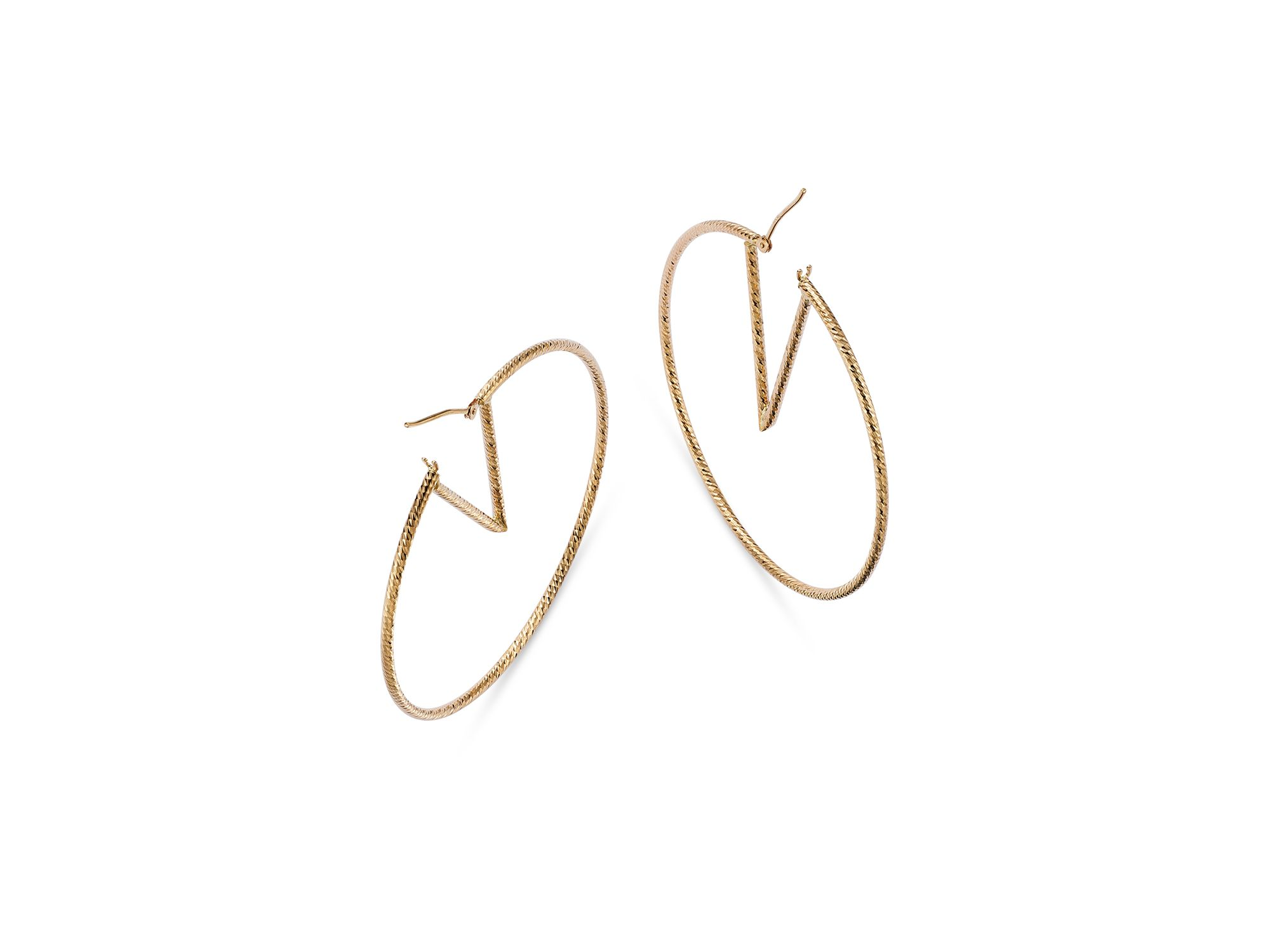 14K Yellow Gold V-Hoop Earrings — Image 3