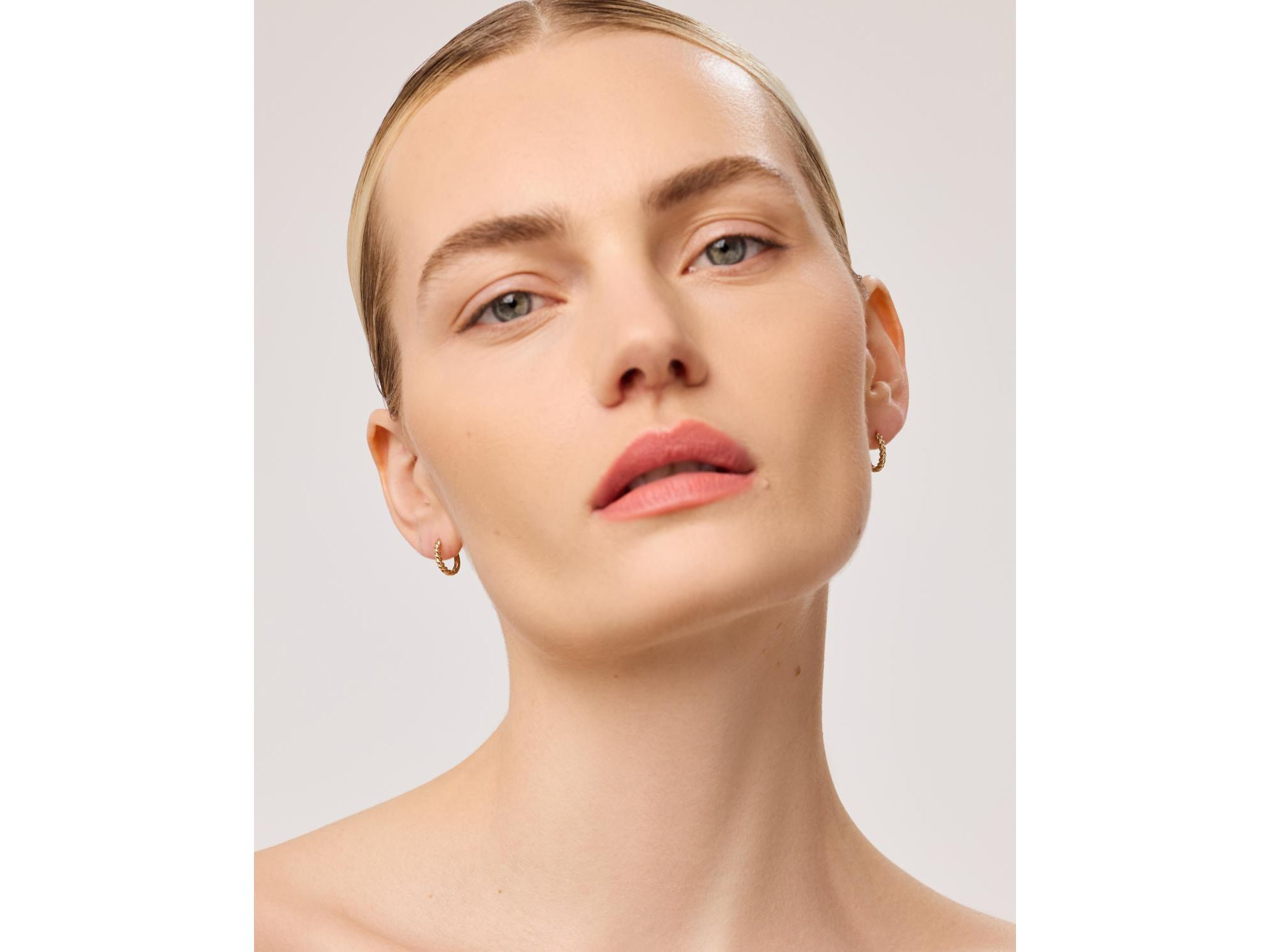 Solid Yellow Gold - Small Twist Hoop Earrings — Image 4