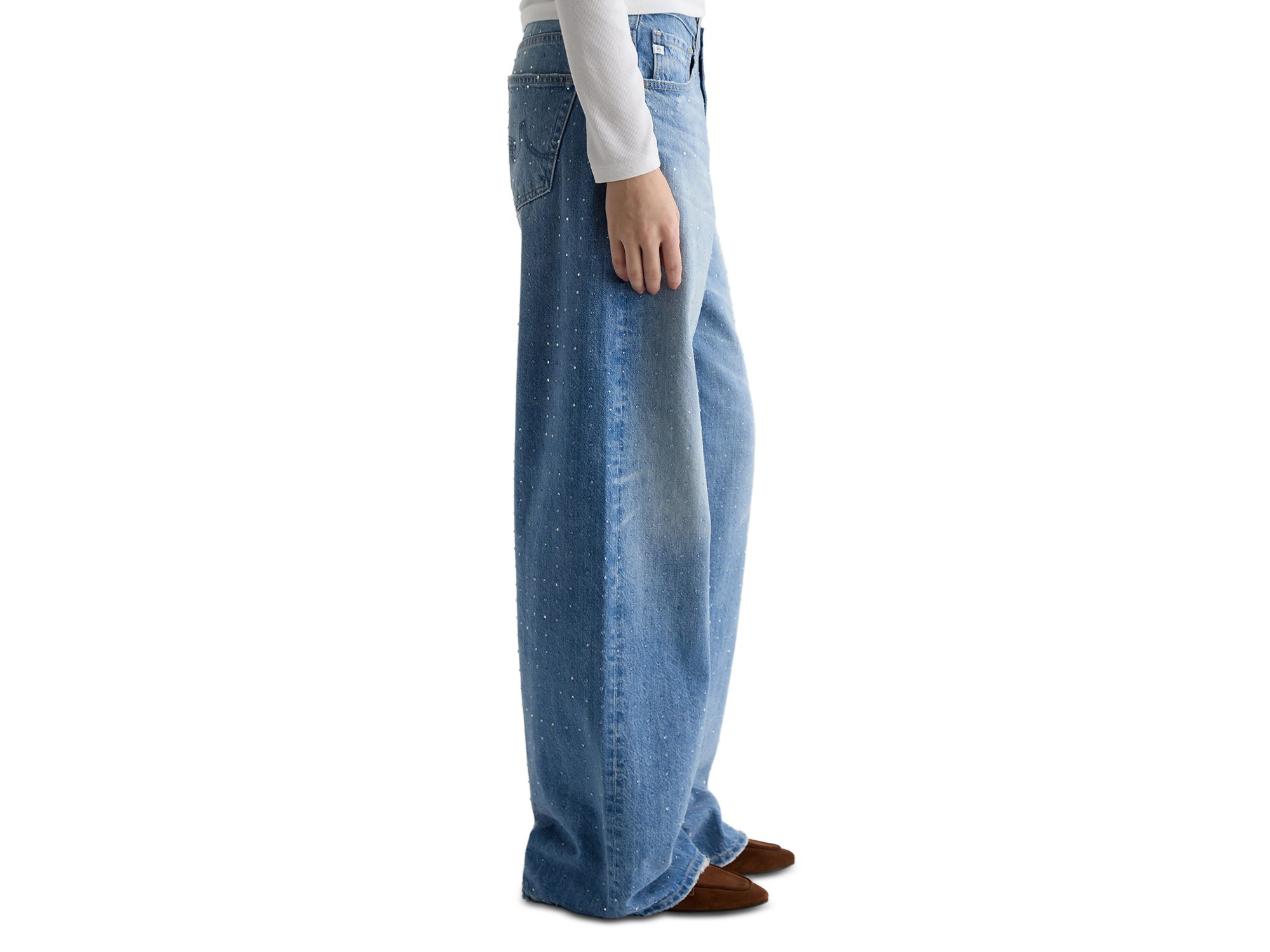 Adria Low Rise Wide Leg Jeans in Stockholm Snowdrift — Image 4