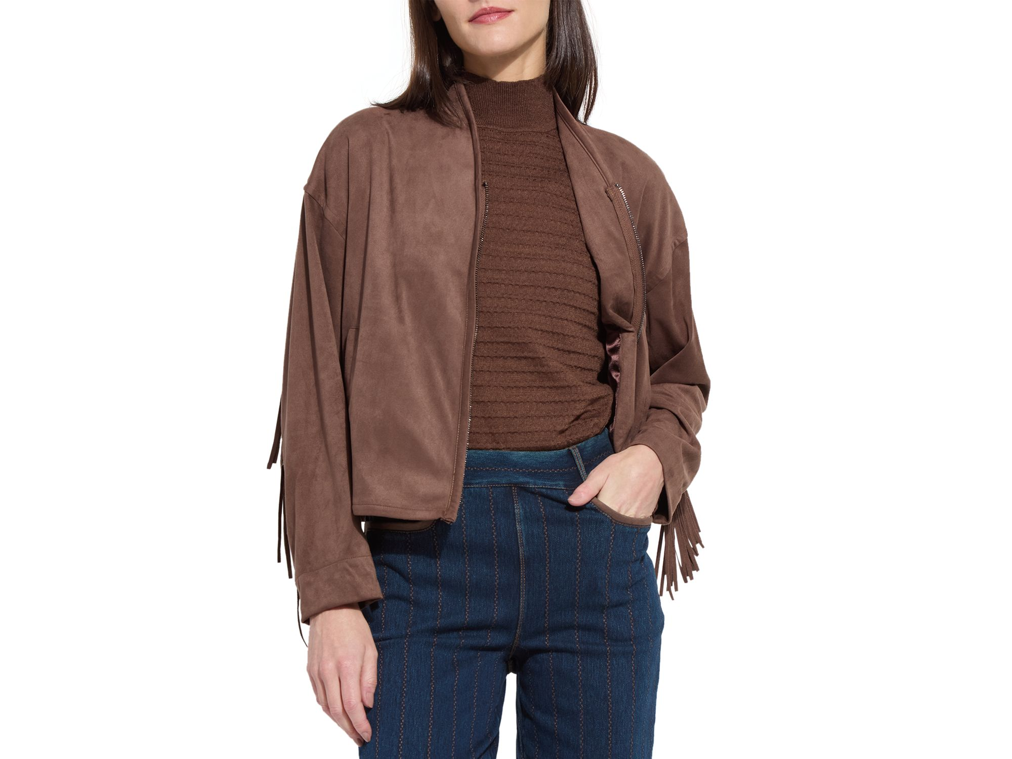Candence Fringe Faux Suede Jacket — Image 3