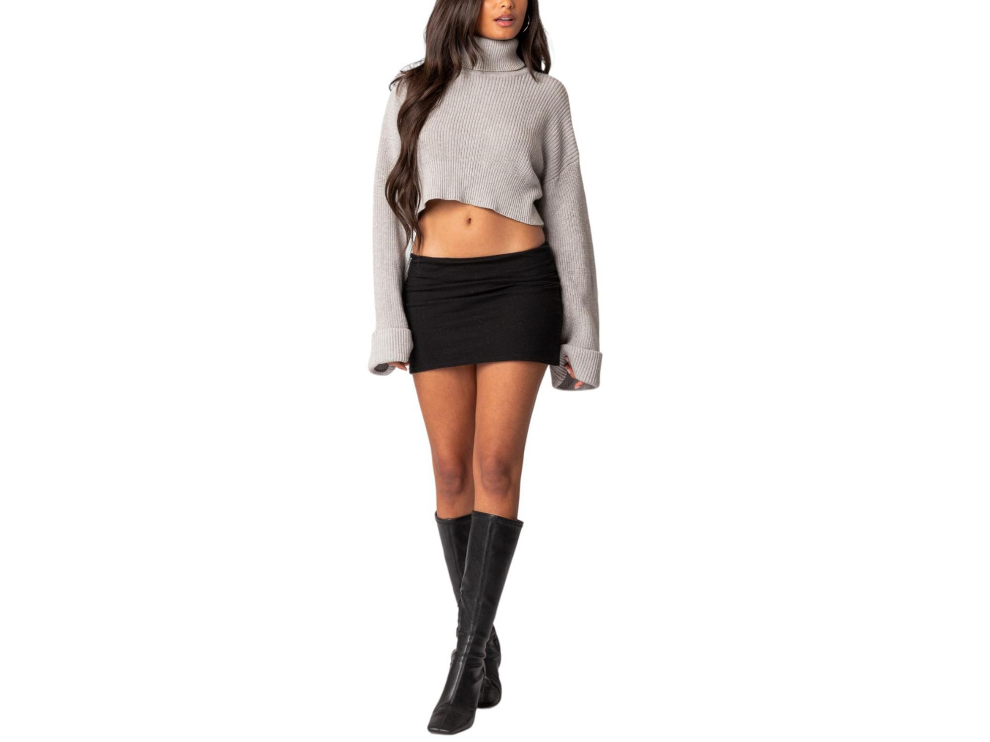 Oversized Turtle Neck Cropped Sweater — Image 5