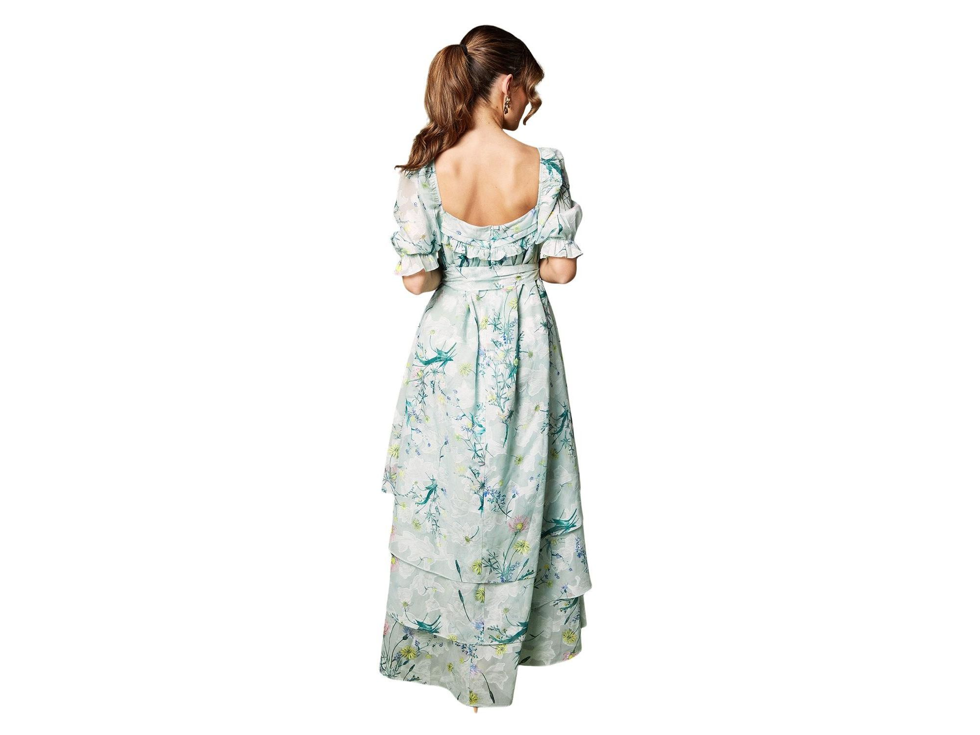 Short Sleeve Printed Chiffon Midi Dress — Image 4