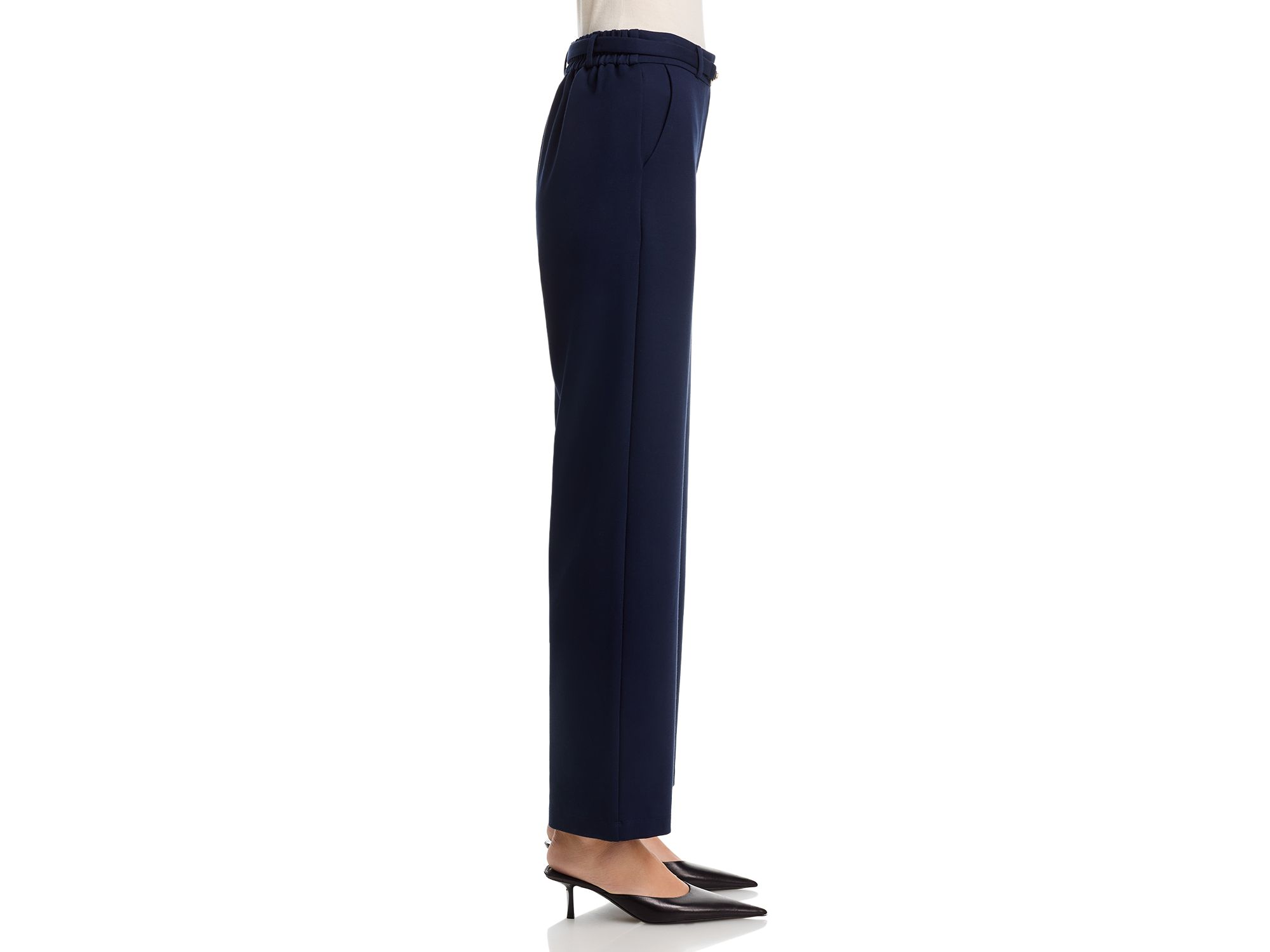 Buckle Belt Elastic Back Wide Leg Pants — Image 5