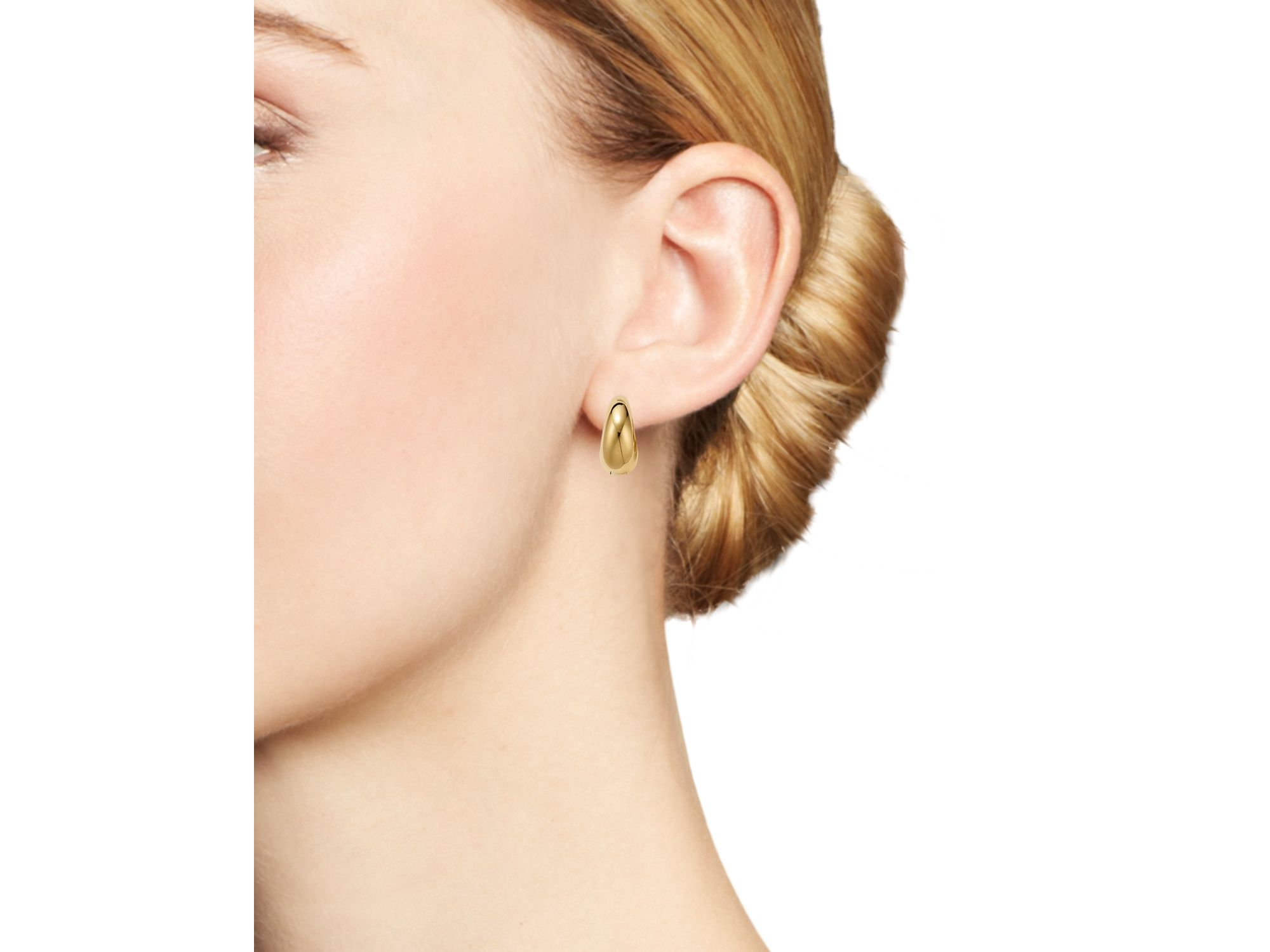 14K Yellow Gold Tapered Tube Hoop Earrings - Exclusive — Image 5