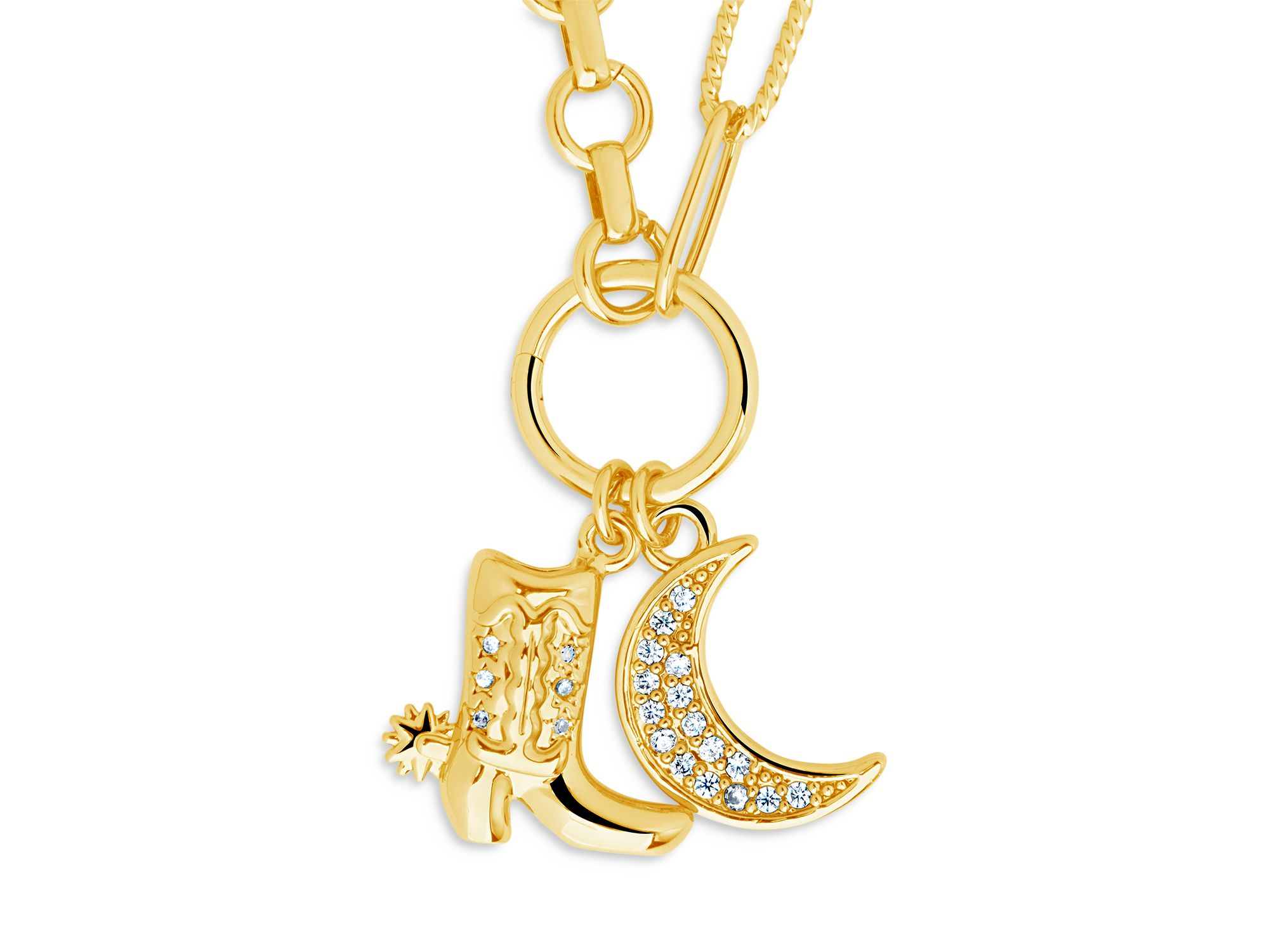 Kelsea Boot & Moon Pendant Necklace, 16" — Image 3