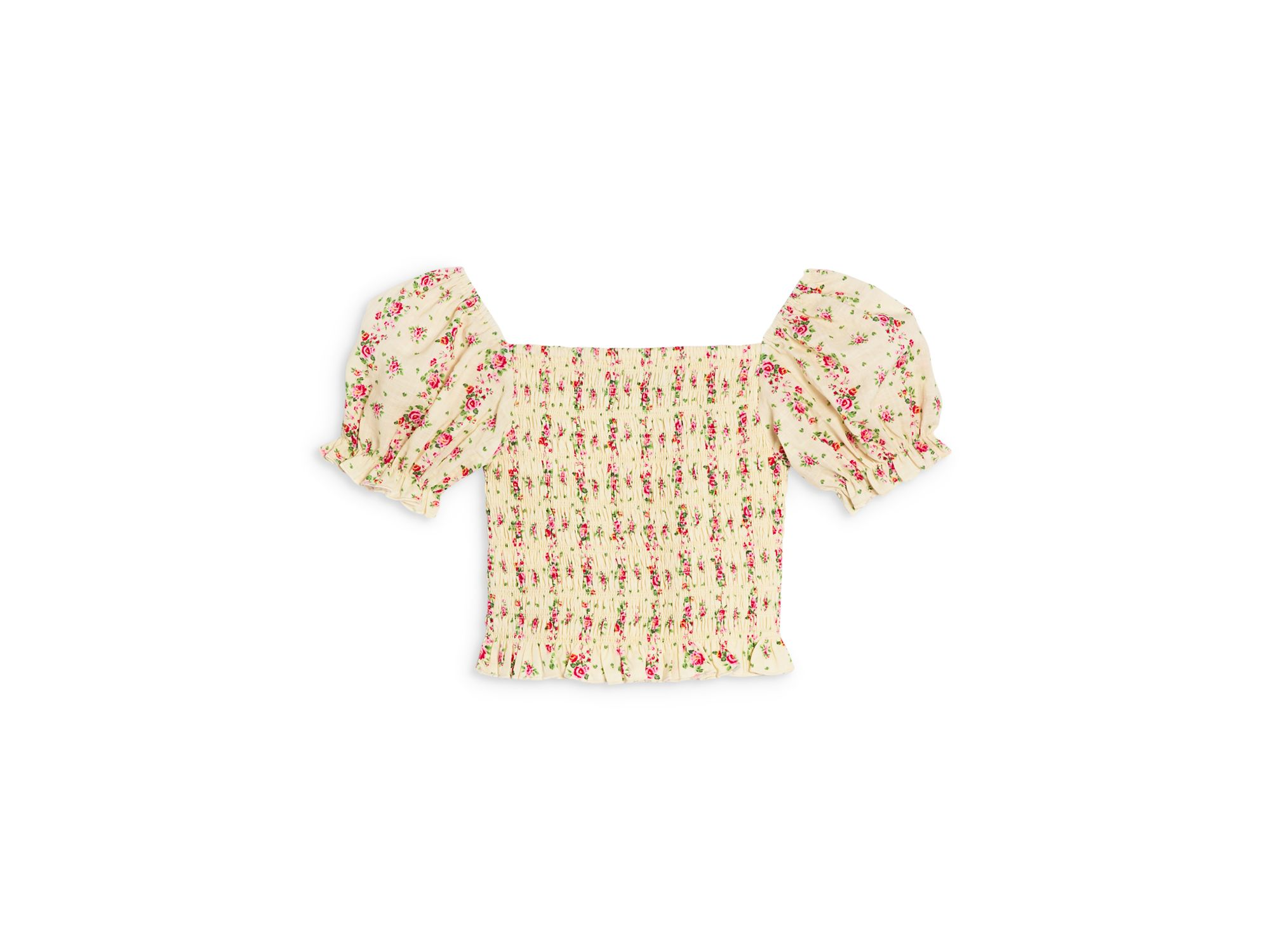 Girls' Marlee Smocked Floral Puff Sleeve Top & Brooke Skirt - Big Kid — Image 4