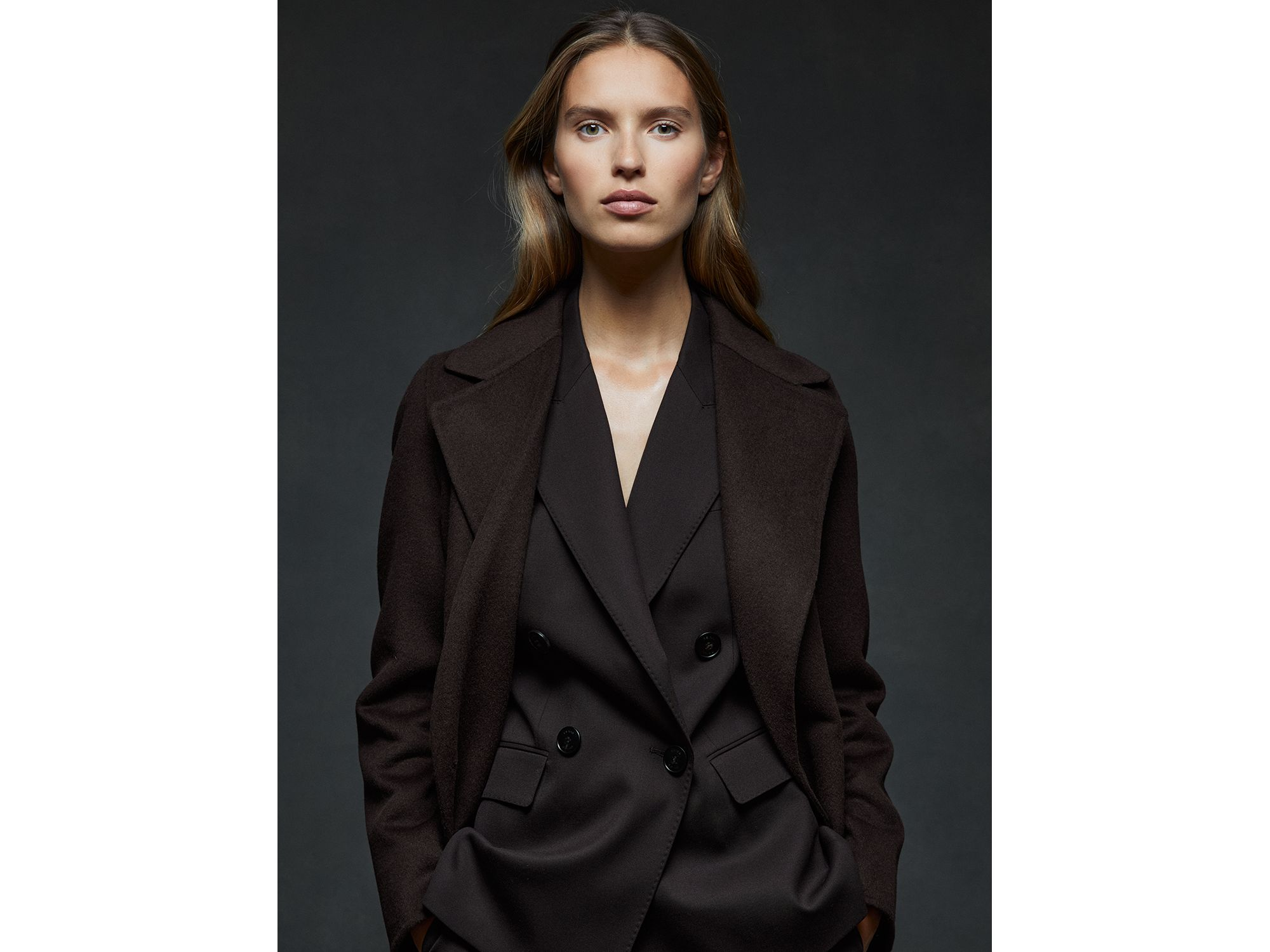 Petites Lucia Long Double Breasted Coat — Image 3