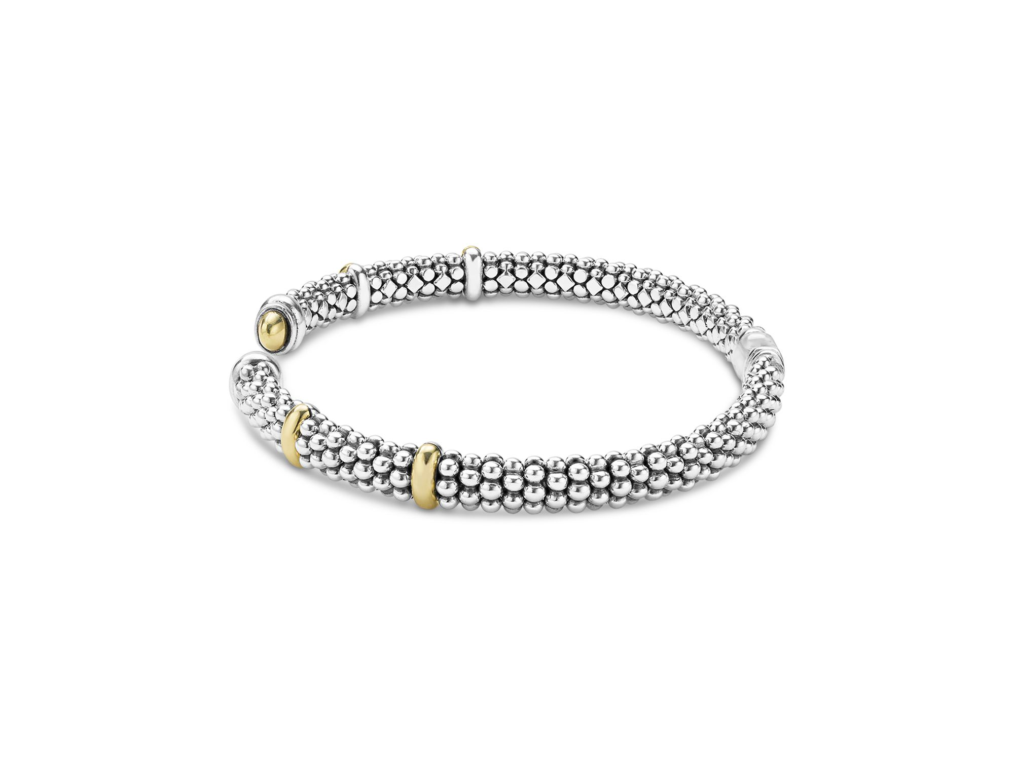 18K Yellow Gold & Sterling Signature Caviar Versa Cuff Bracelet — Image 3
