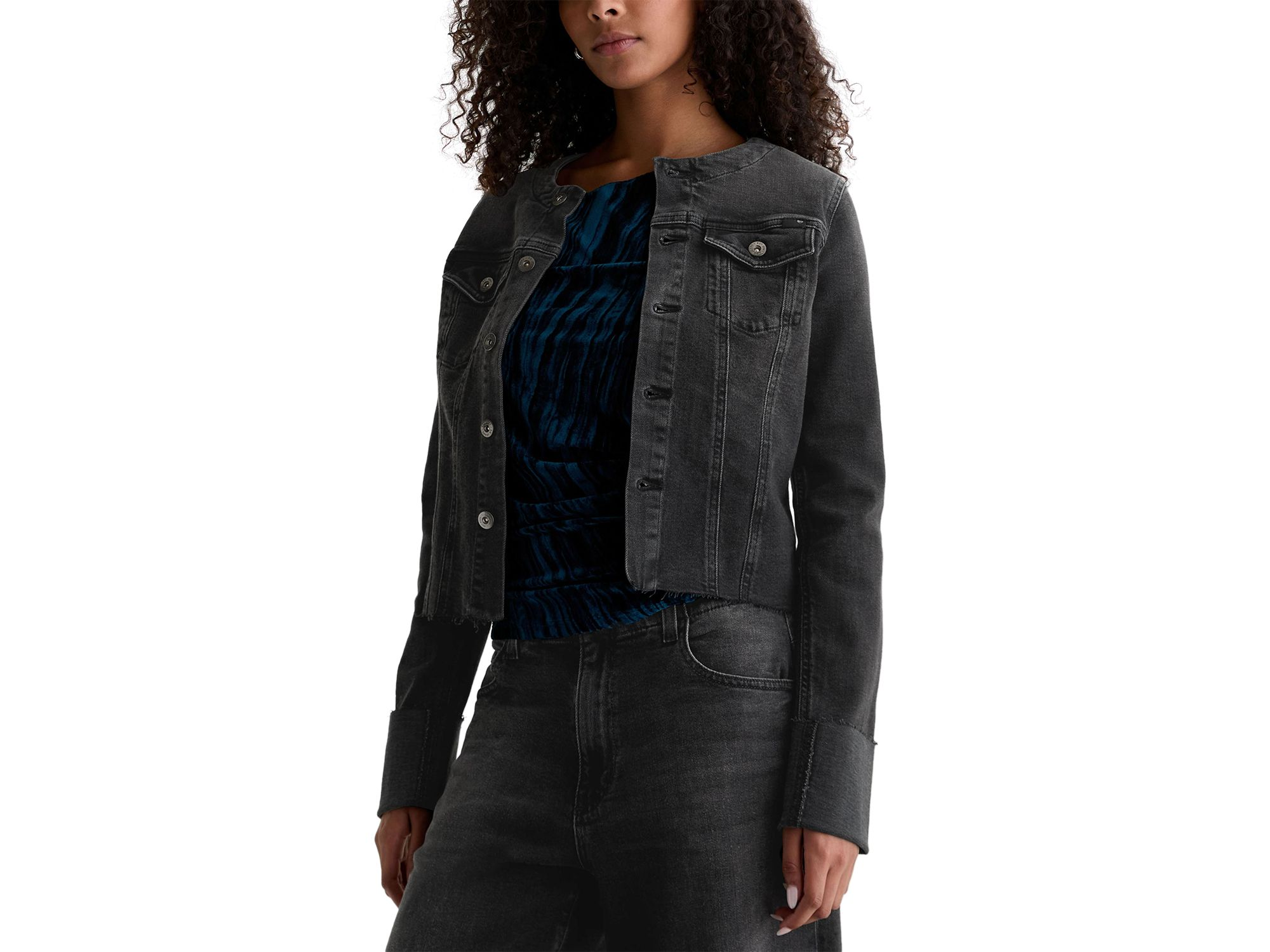 Robyn Collarless Denim Jacket — Image 4