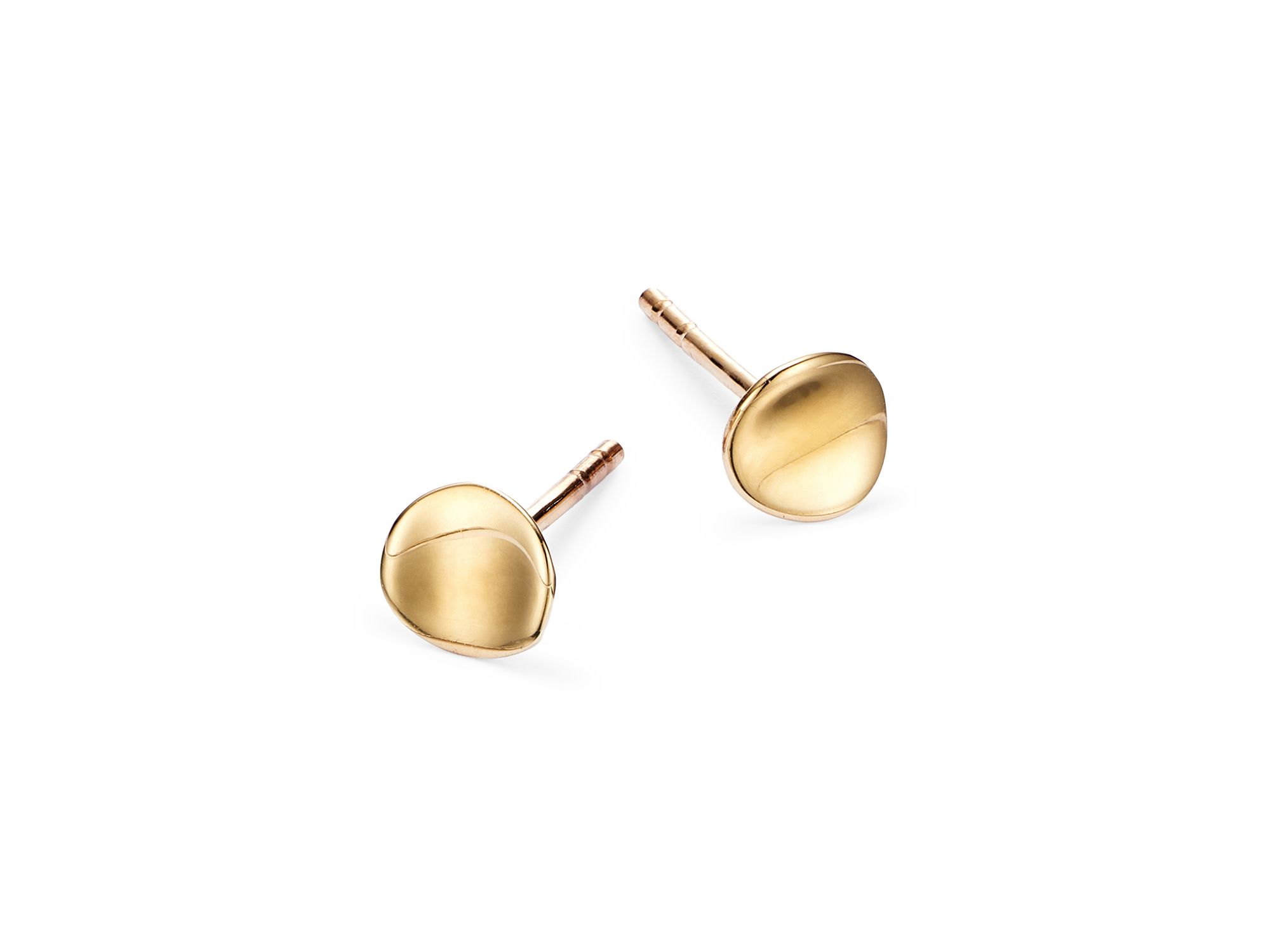 Curved Circle Stud Earrings in 14K Yellow Gold - Exclusive — Image 4