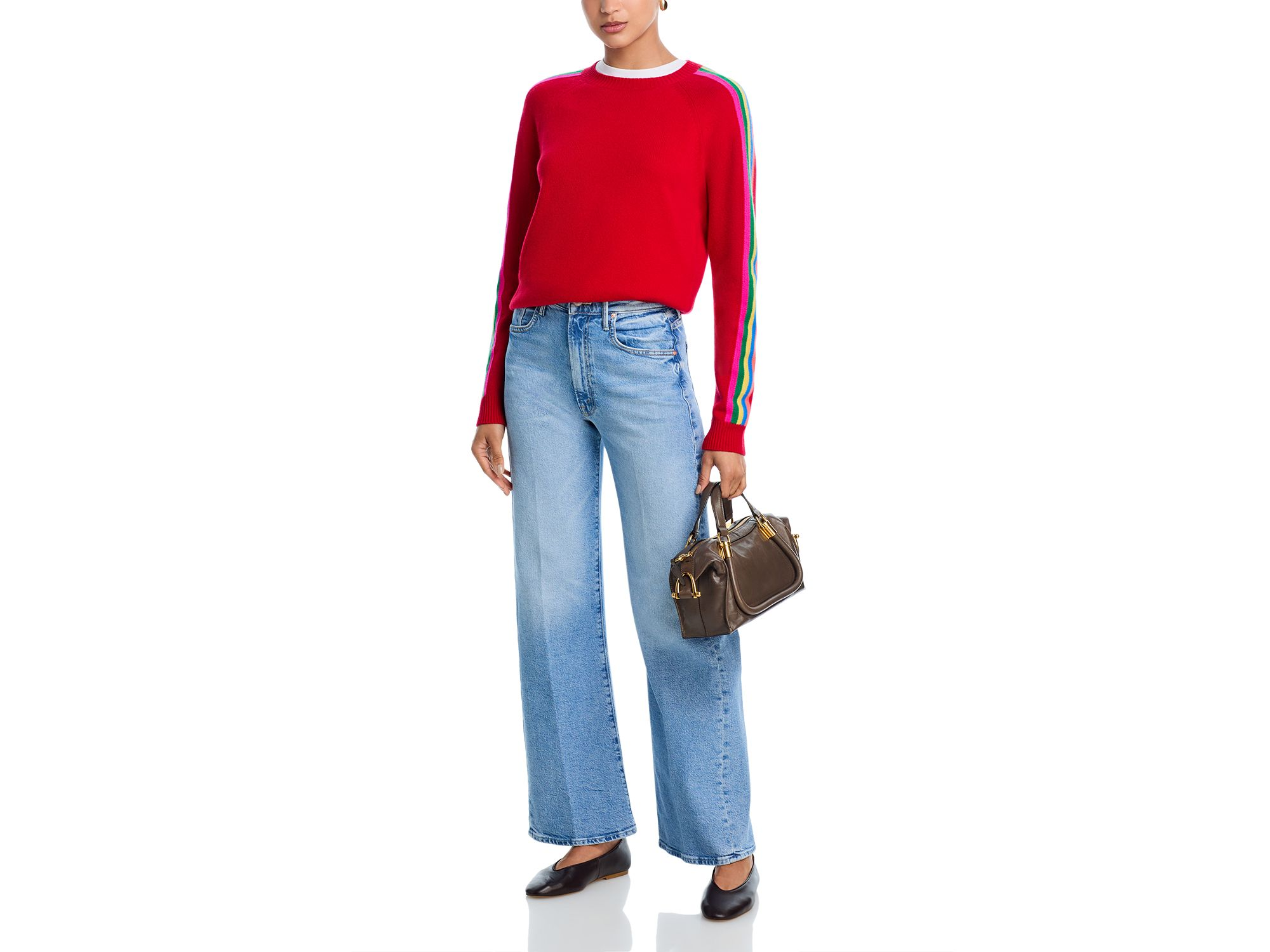 100% Cashmere Rainbow Athletic Stripe Sweater - Exclusive — Image 4