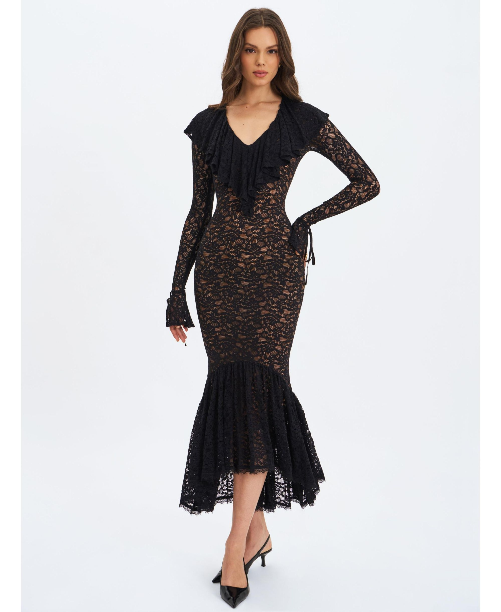 Parisa Lace Ruffled Mermaid Maxi Dress — Image 8