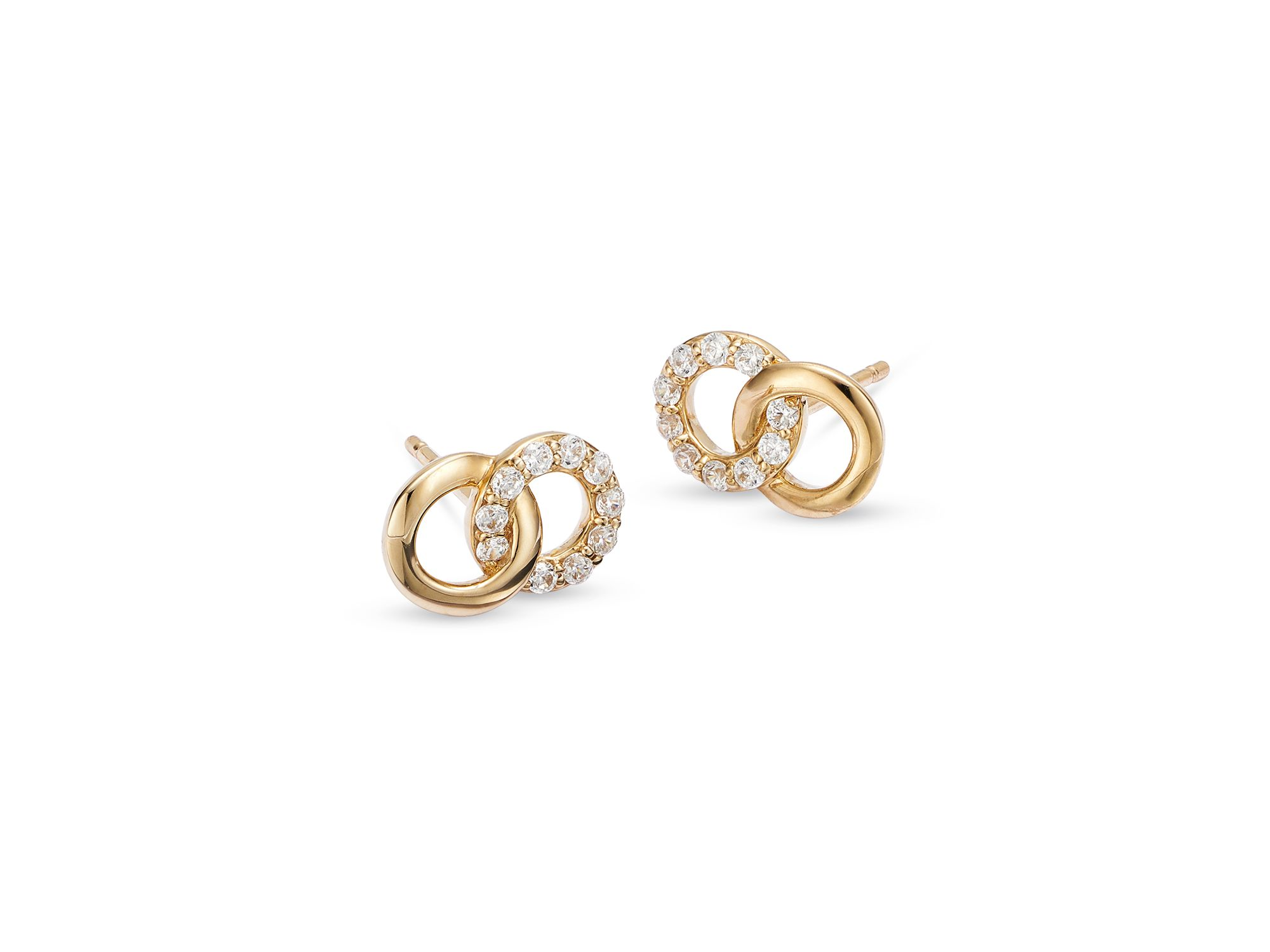 Diamond Double O Stud Earrings in 14K Yellow Gold, 0.17 tcw - 150th Anniversary Exclusive — Image 6