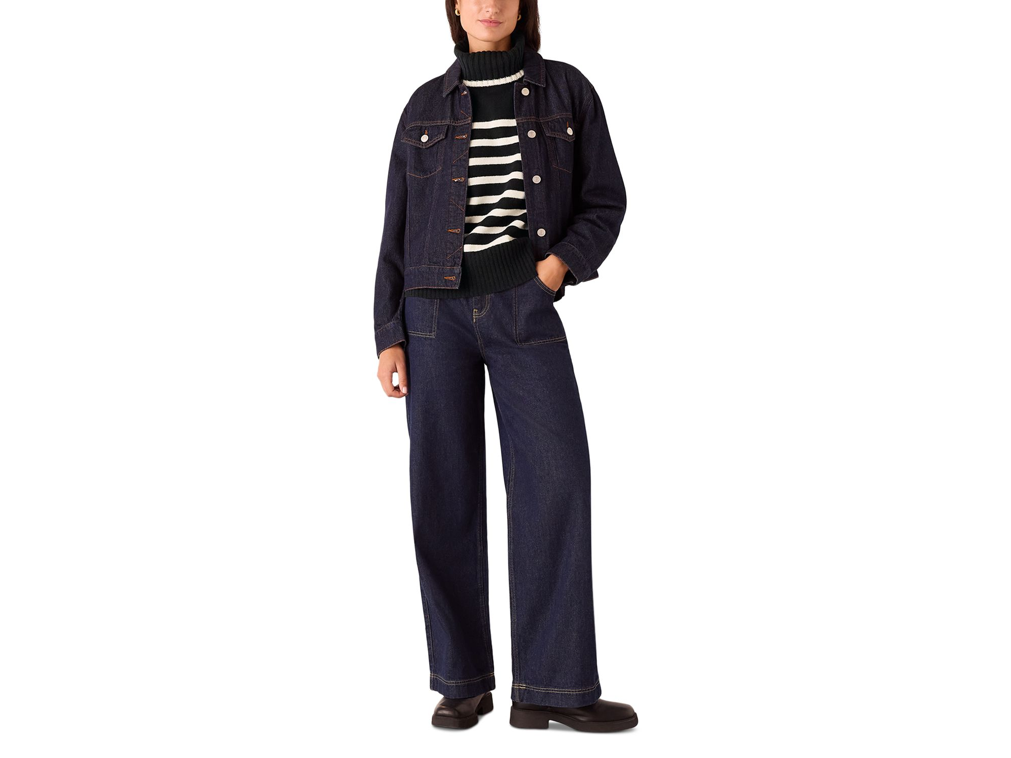 High Neck Striped Wool Sweater — Image 5
