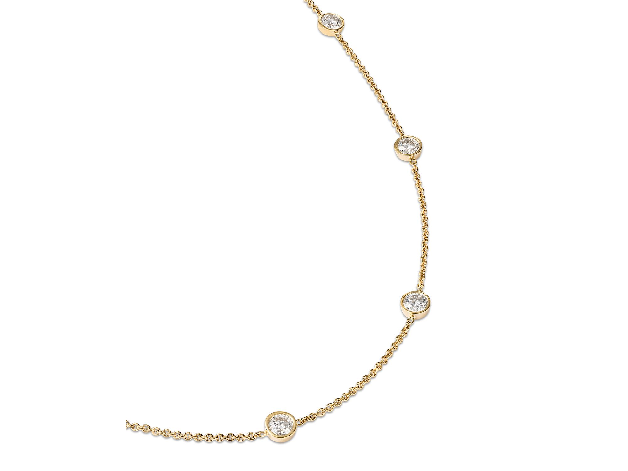 Diamond Bezel Station Necklace in 14K Yellow Gold, 2.1 tcw — Image 3