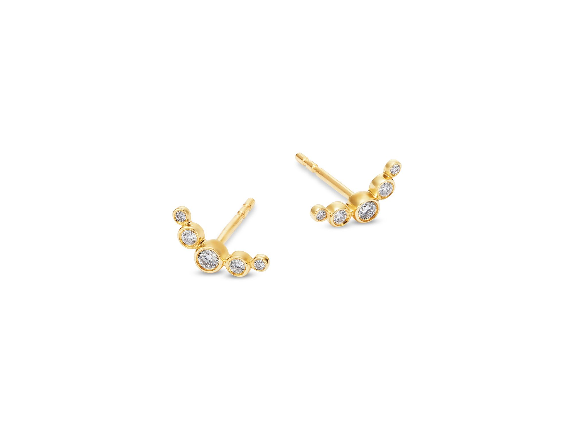 Bezel Diamond Earclimbers in 14K Yellow Gold, 0.15 tcw — Image 3