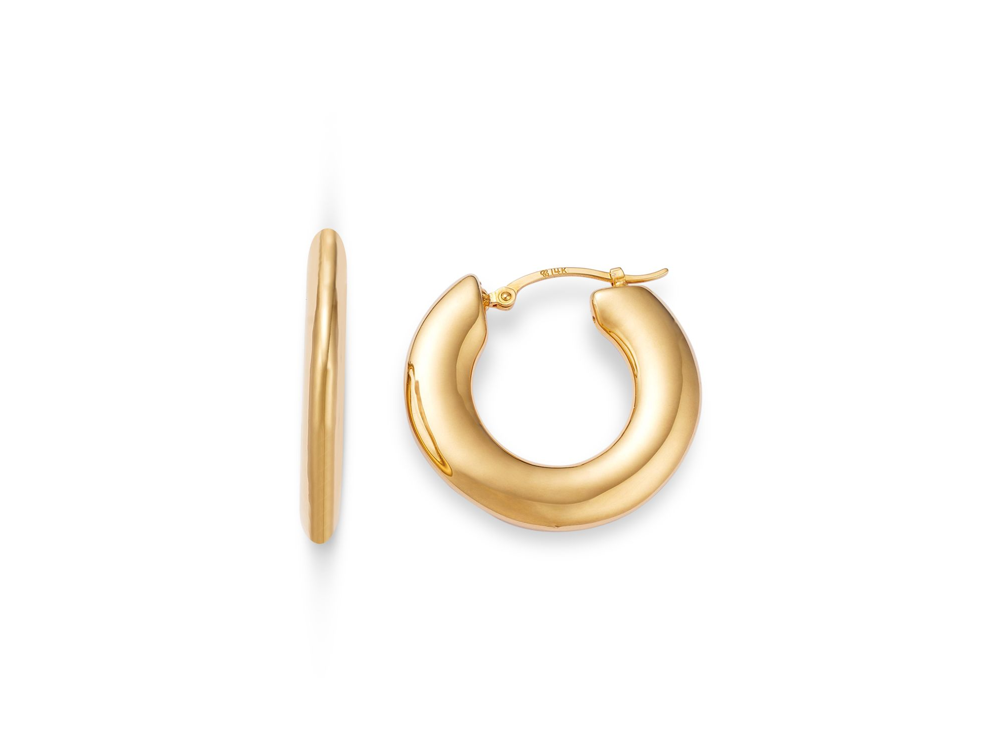 Polished Small Hoop Earrings in 14K Yellow Gold — Image 4