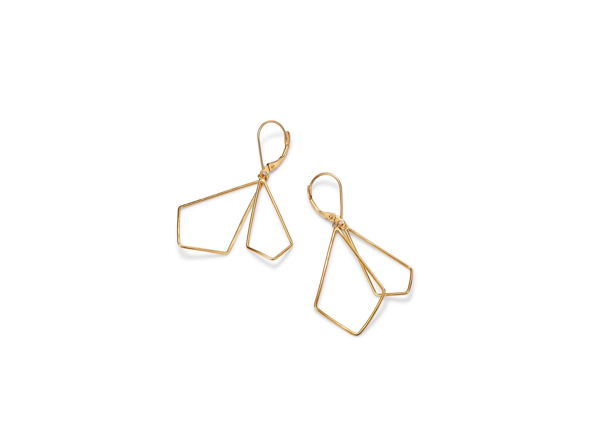 Geometric Dangle Drop Earrings in 14K Yellow Gold — Image 4