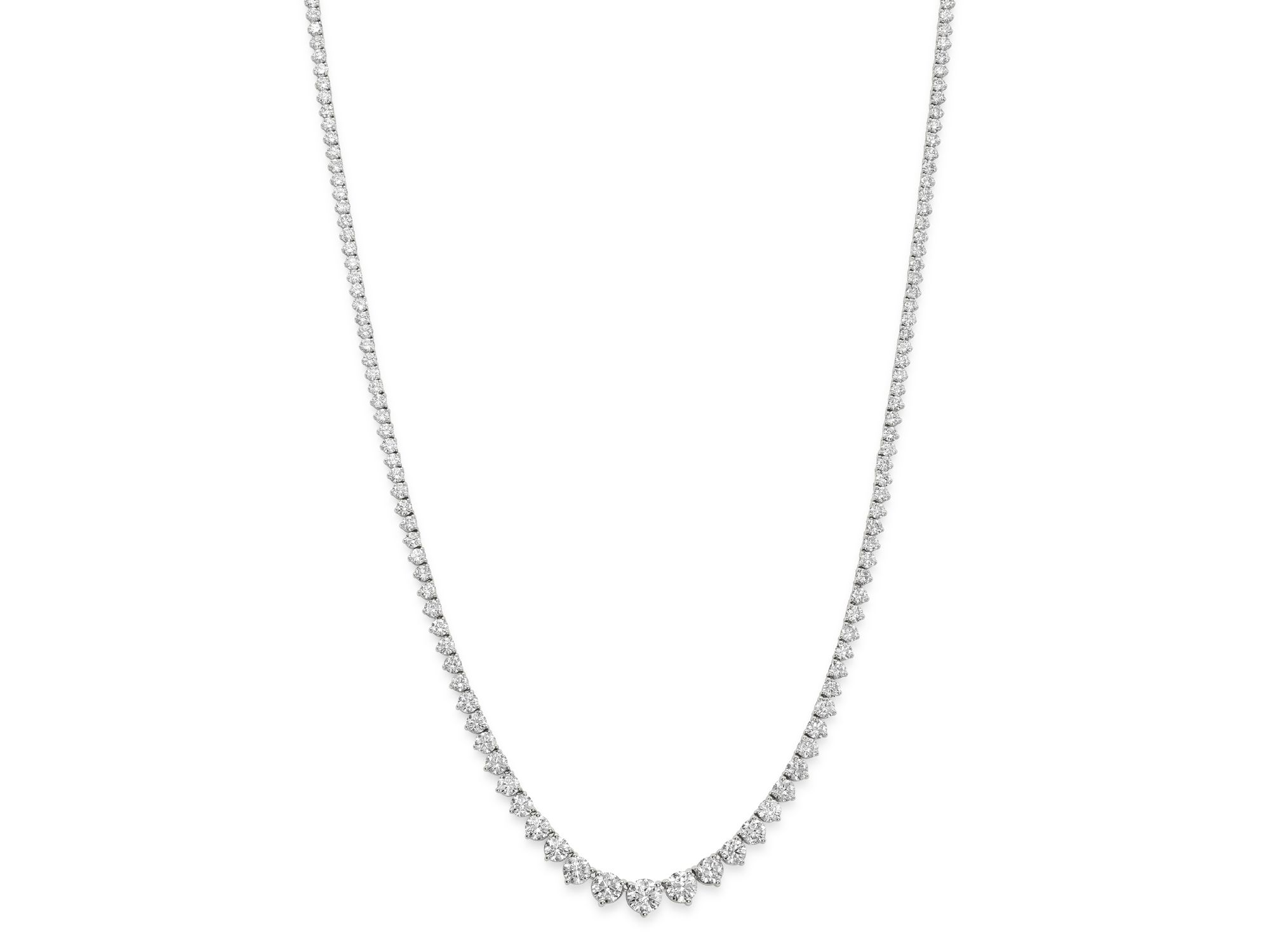 Diamond Graduated Tennis Necklace in 14K White Gold, 15.0 tcw — Image 5