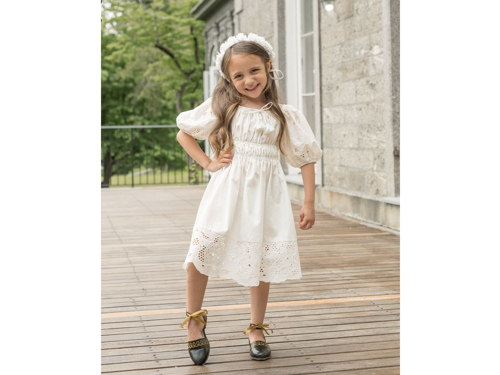 Girls' Blanca White Cotton Dress - Baby, Little Kid, Big Kid — Image 3