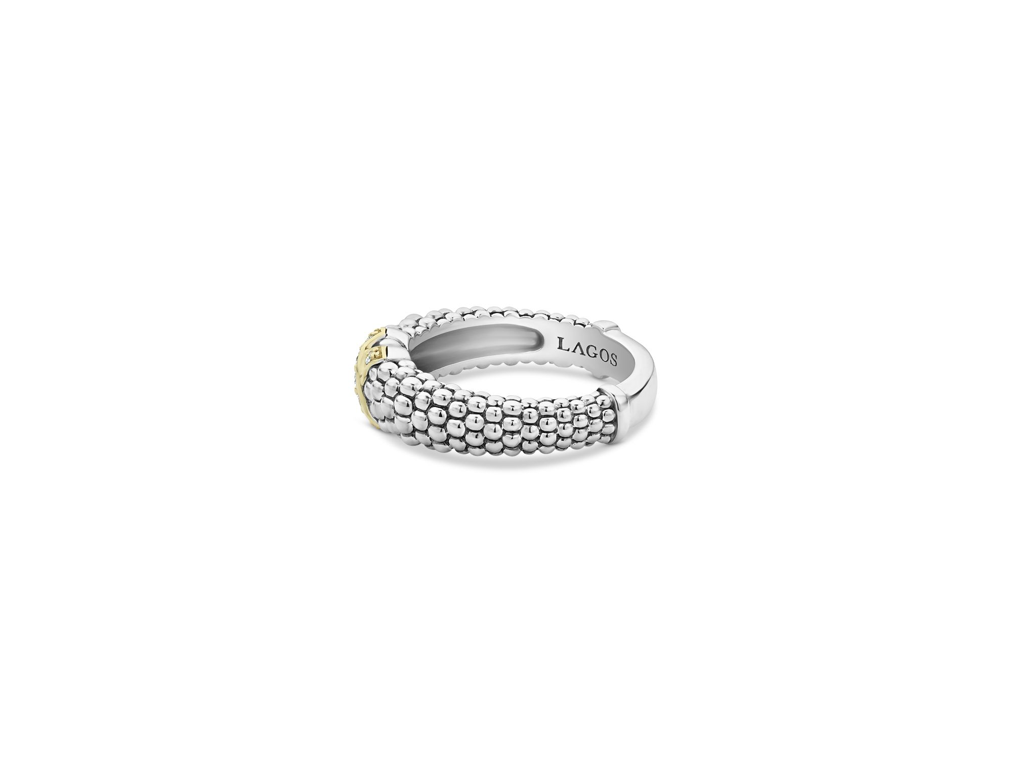 18K Green Gold & Sterling Silver Embrace Collection Diamond Caviar Ring — Image 8