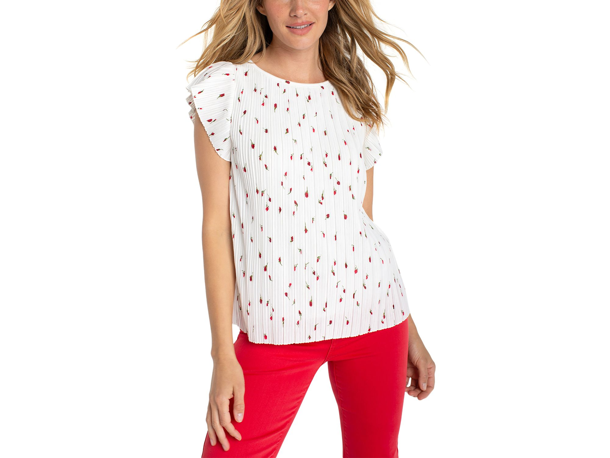Flutter Sleeve Boat Neck Knit Top — Image 4