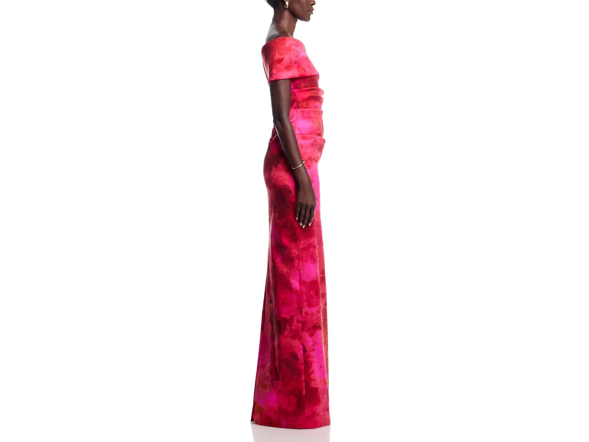 Off The Shoulder Floral Mikado Gown — Image 5