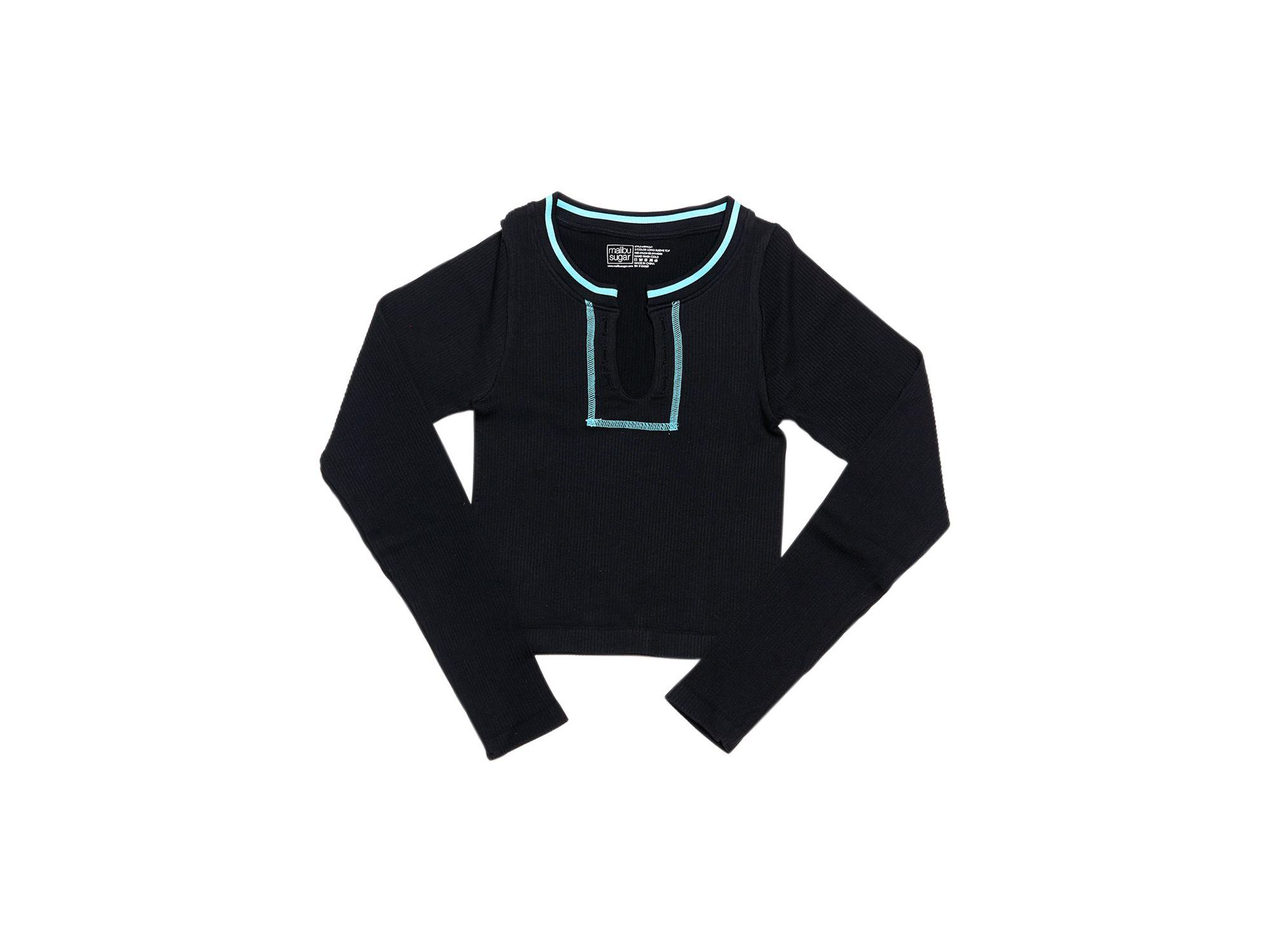 Girls' Long sleeve Ribbed Seamless Top with Contrast Stitching - Big Kid — Image 3