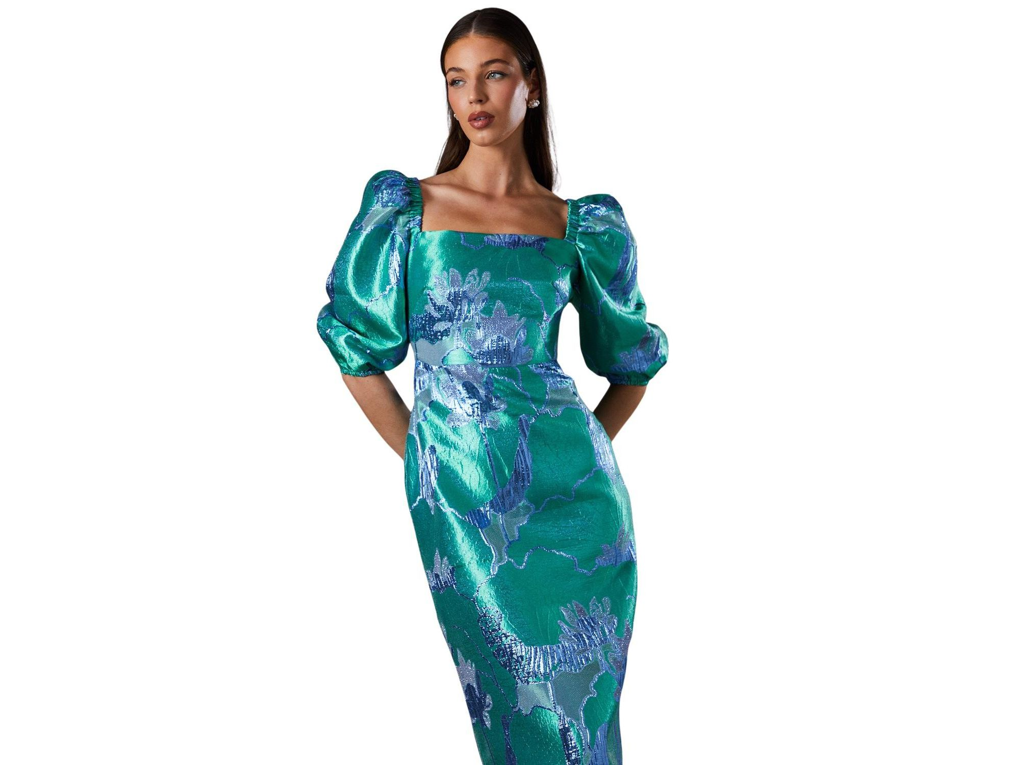 Bubble Sleeve Jacquard Dress — Image 3