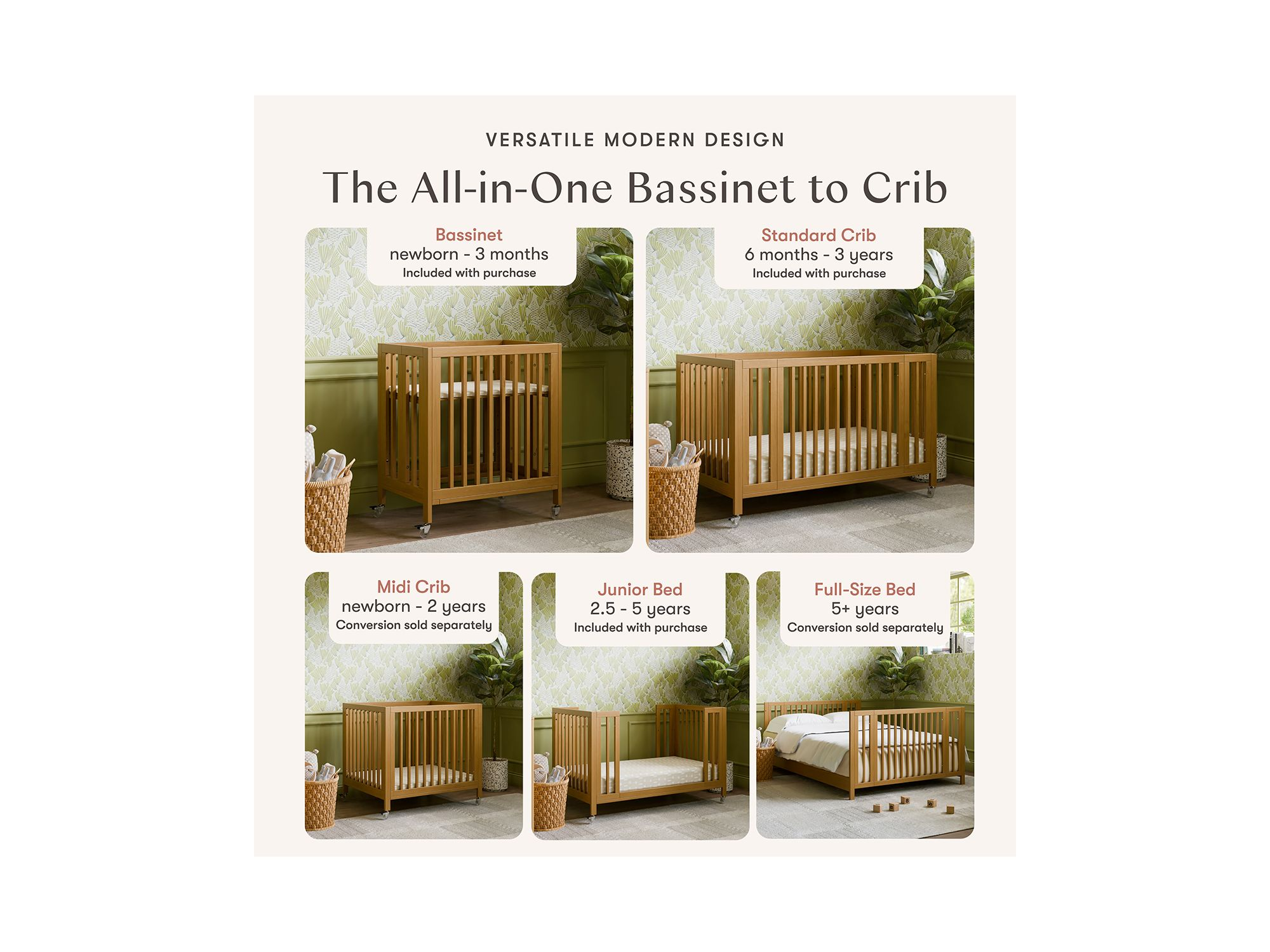 Rolli 9 in 1 Convertible All Stages® Crib with Bassinet & Toddler Bed Conversion Kits — Image 10
