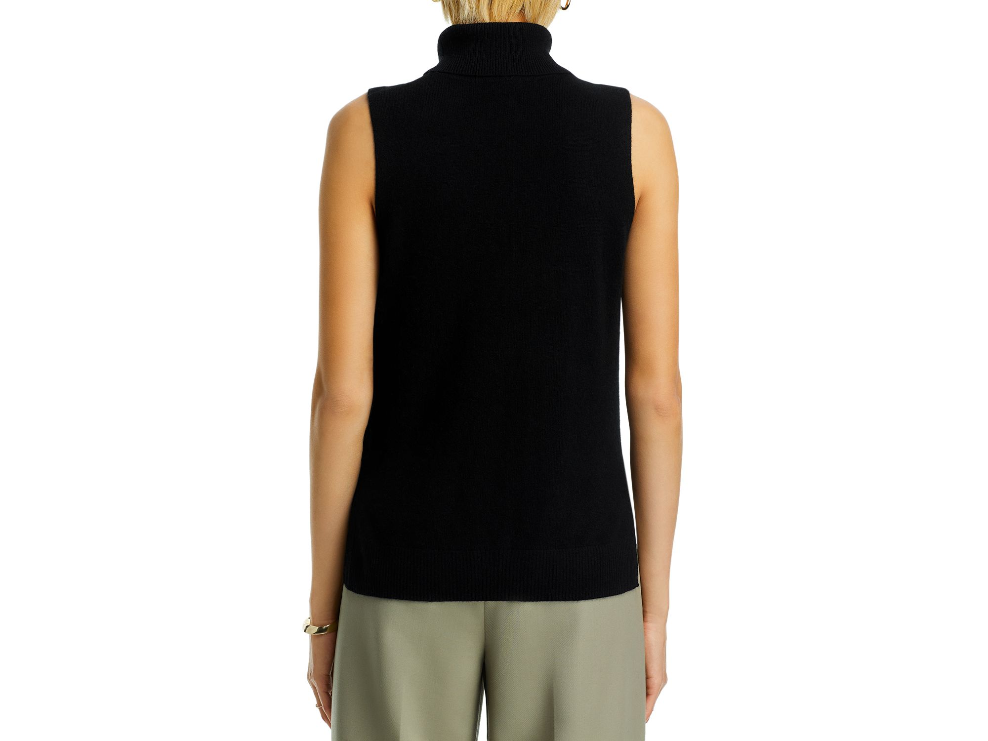 100% Cashmere Split Hem Turtleneck Tank - Exclusive — Image 5