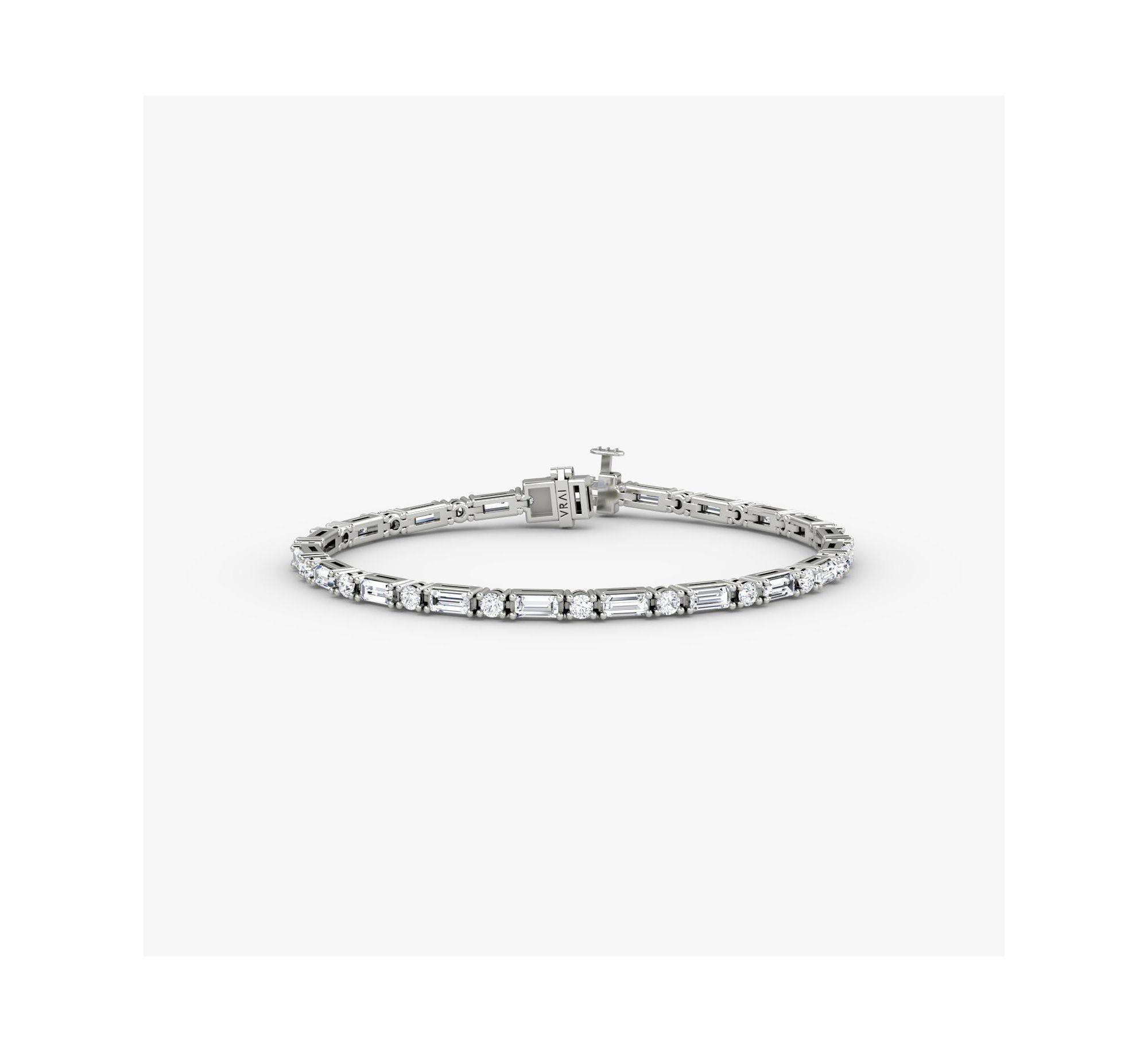 Mixed Shape Bracelet in 14K White Gold, 3.0ctw Baguette & Brilliant Round Lab Grown Diamonds — Image 3