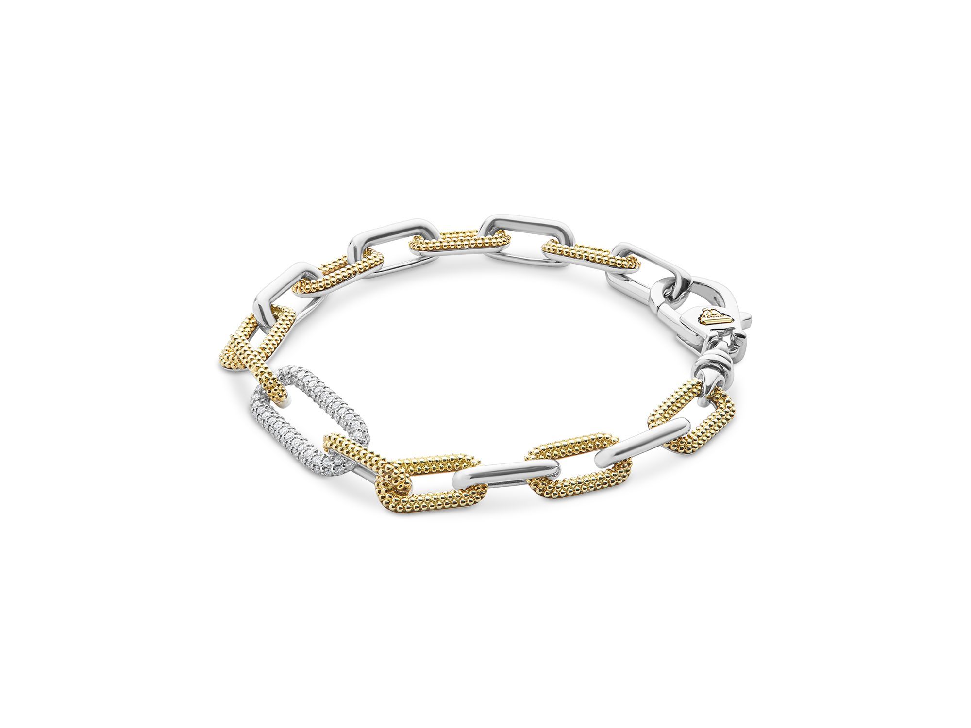 18K Yellow Gold & Silver Caviar Lux-Clip Diamond Link Bracelet - Exclusive — Image 3