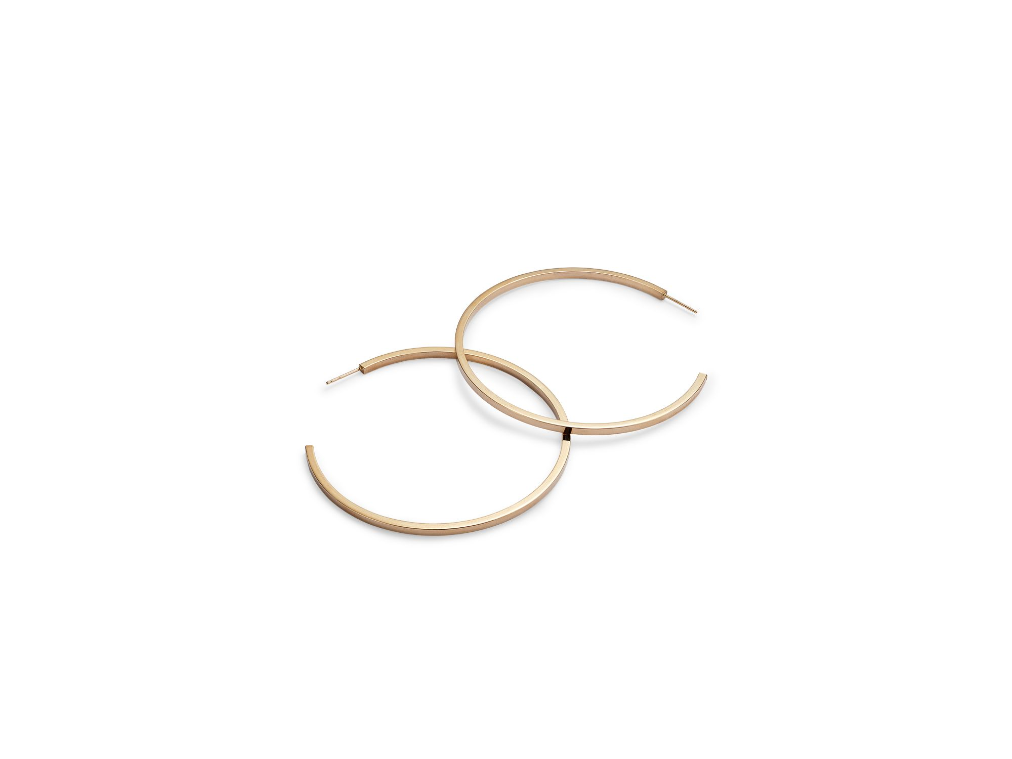 Square Tube Hoop Earrings in 14K Yellow Gold — Image 4