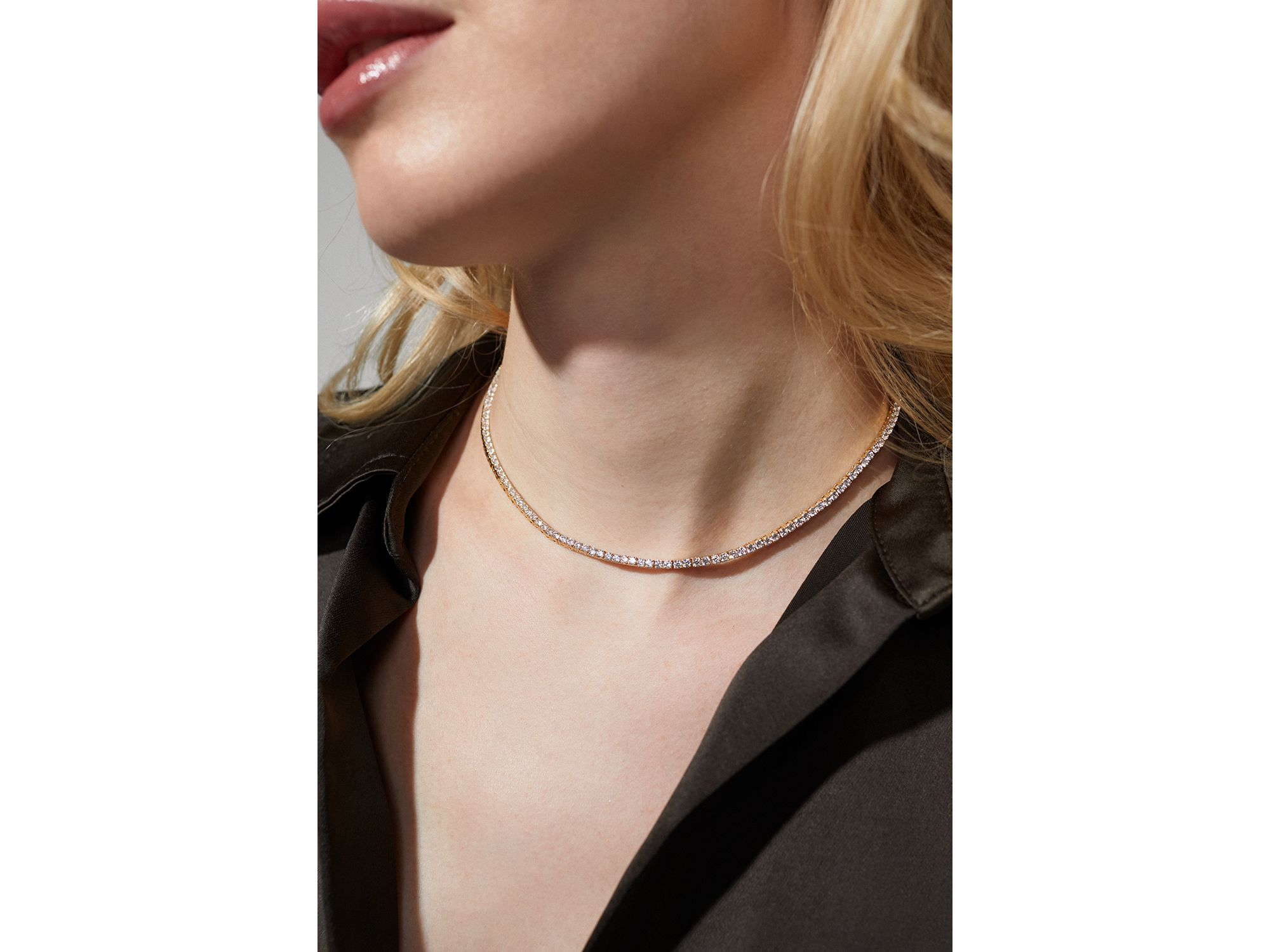 2.5mm Cubic Zirconia Tennis Necklace, 16" — Image 3