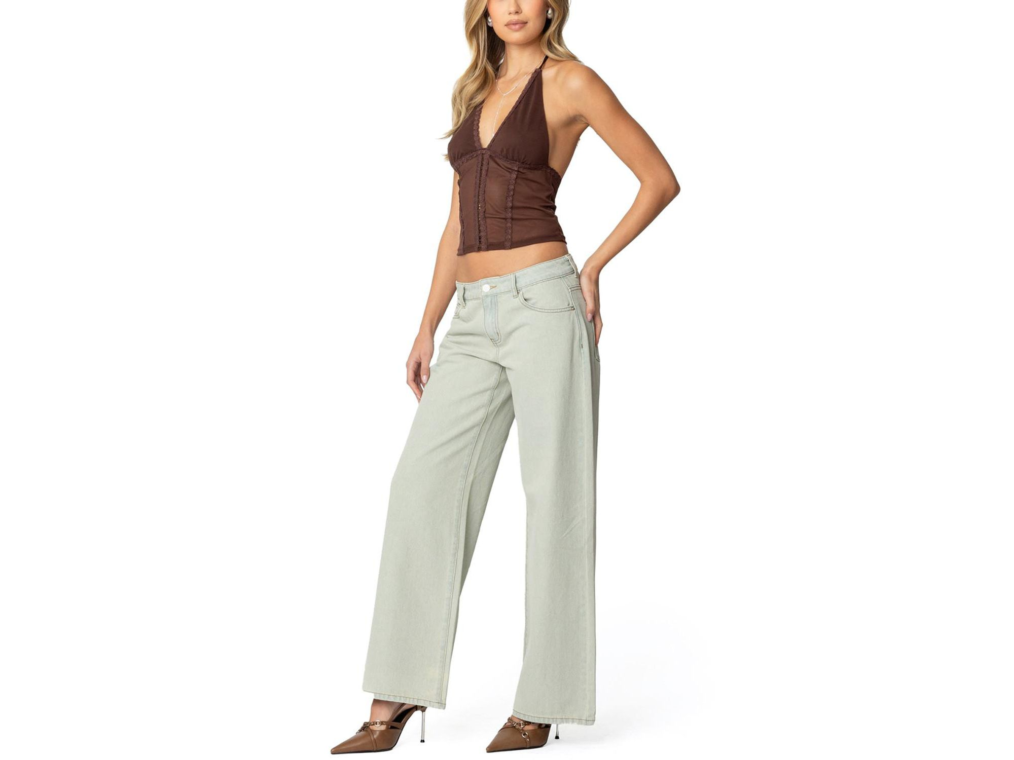 Raelynn Washed Low Rise Light Rinse Wash Jeans — Image 3