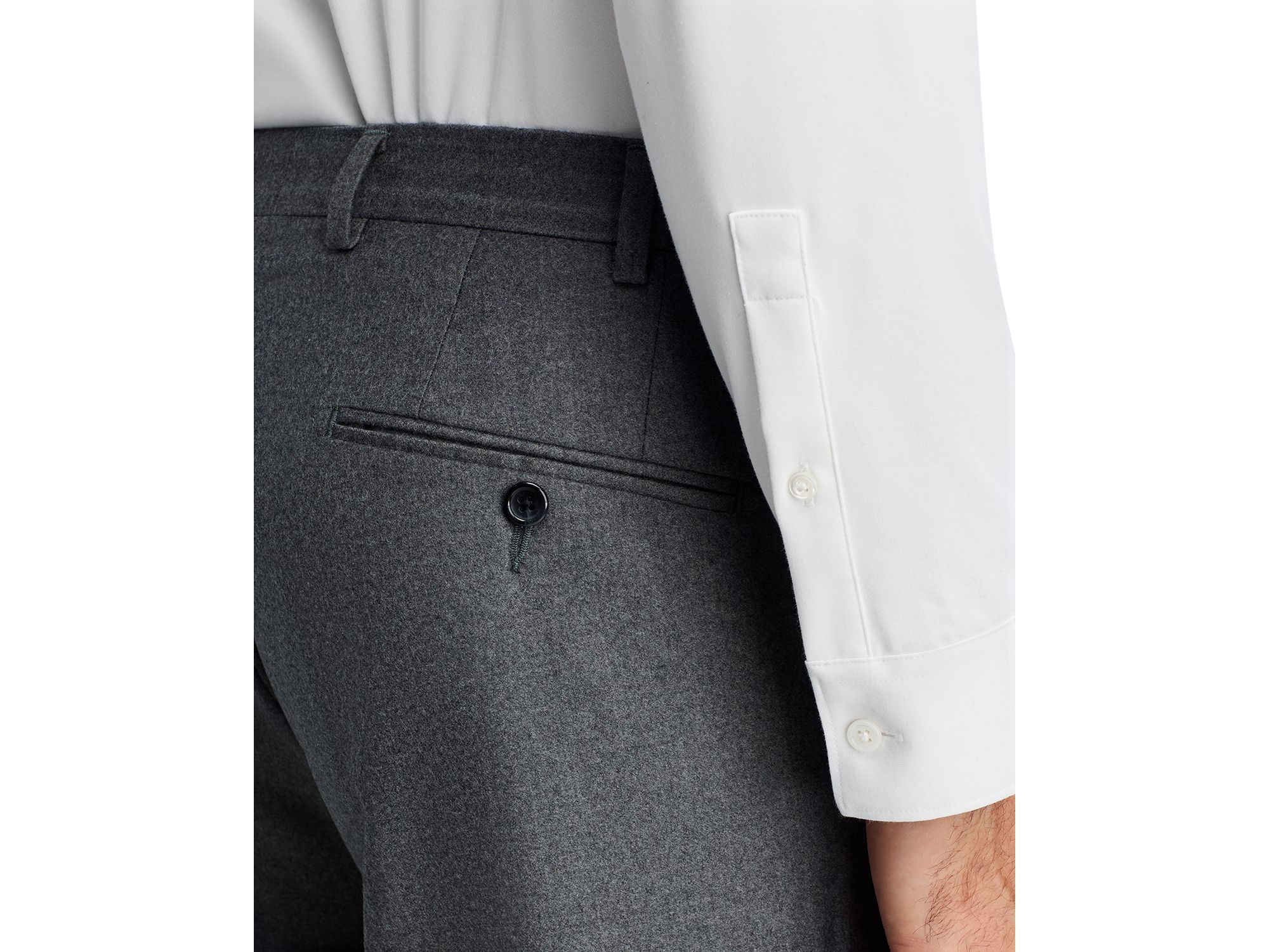 Flannel Flat Front Trousers - Exclusive — Image 3