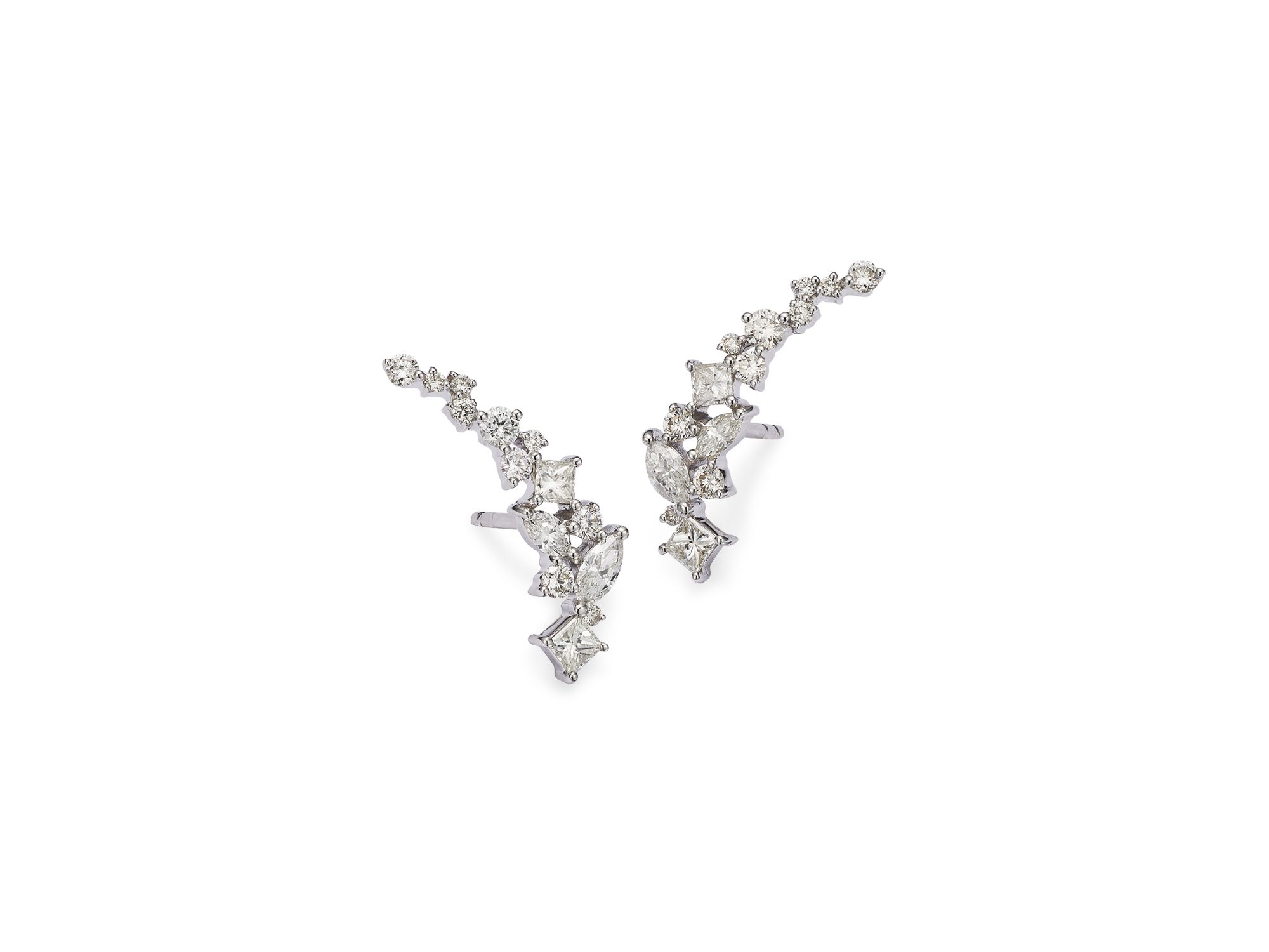 Diamond Fancy Cut Ear Climbers in 14K White Gold, 1.0 tcw — Image 7