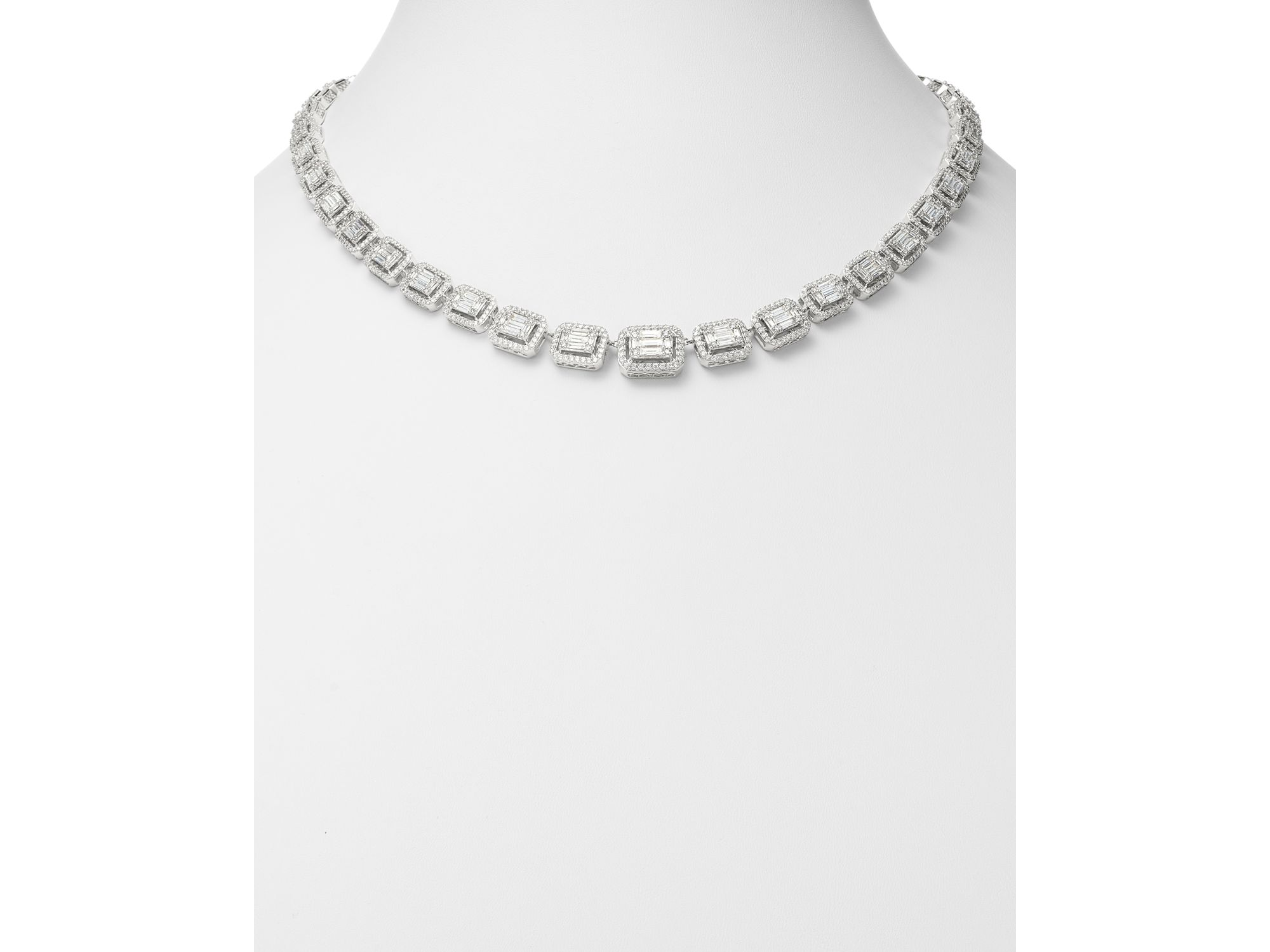 Diamond Mosaic Statement Necklace in 14K White Gold, 10.0 tcw — Image 8