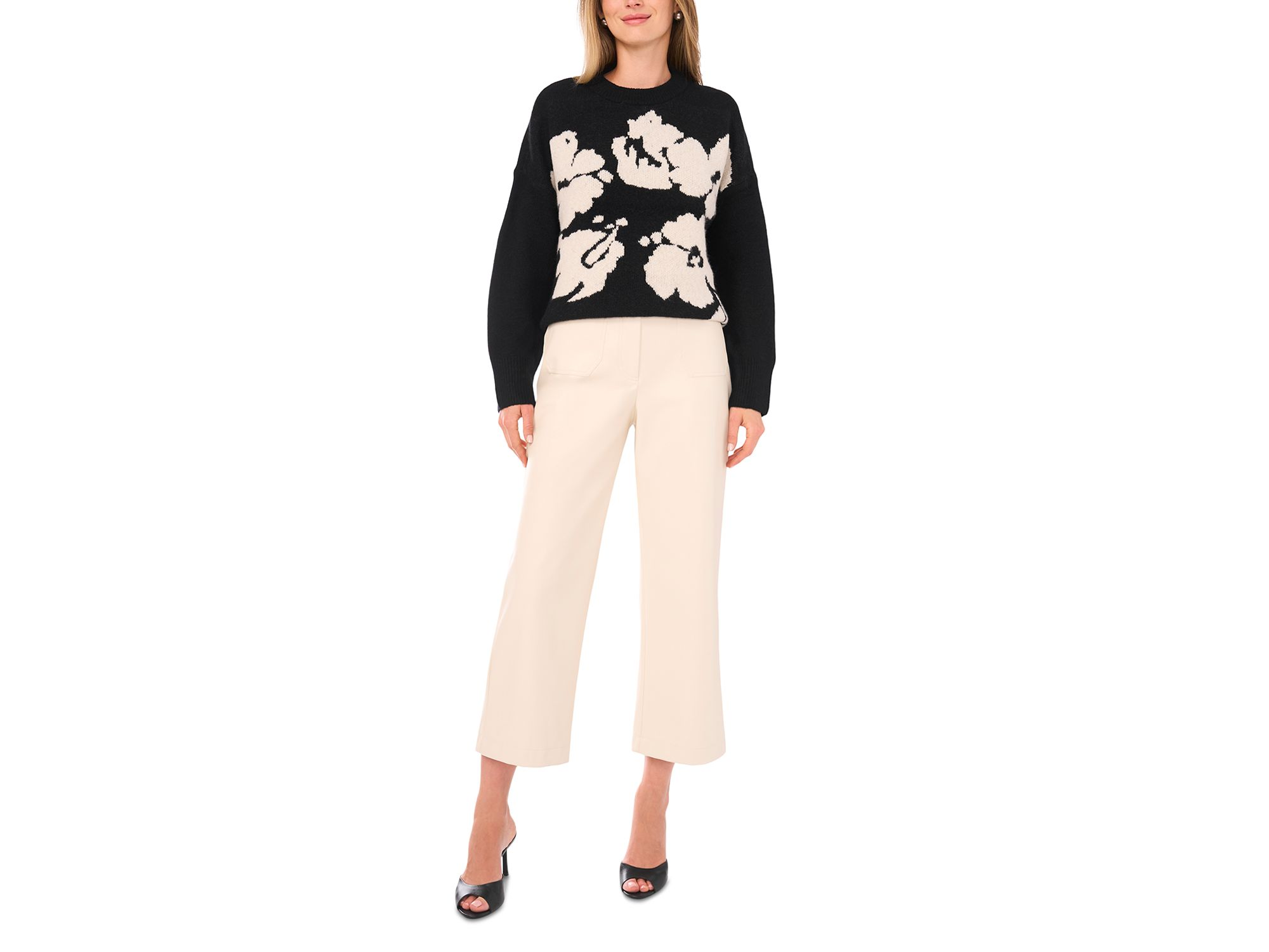 Flower Motif Crewneck Sweater — Image 3