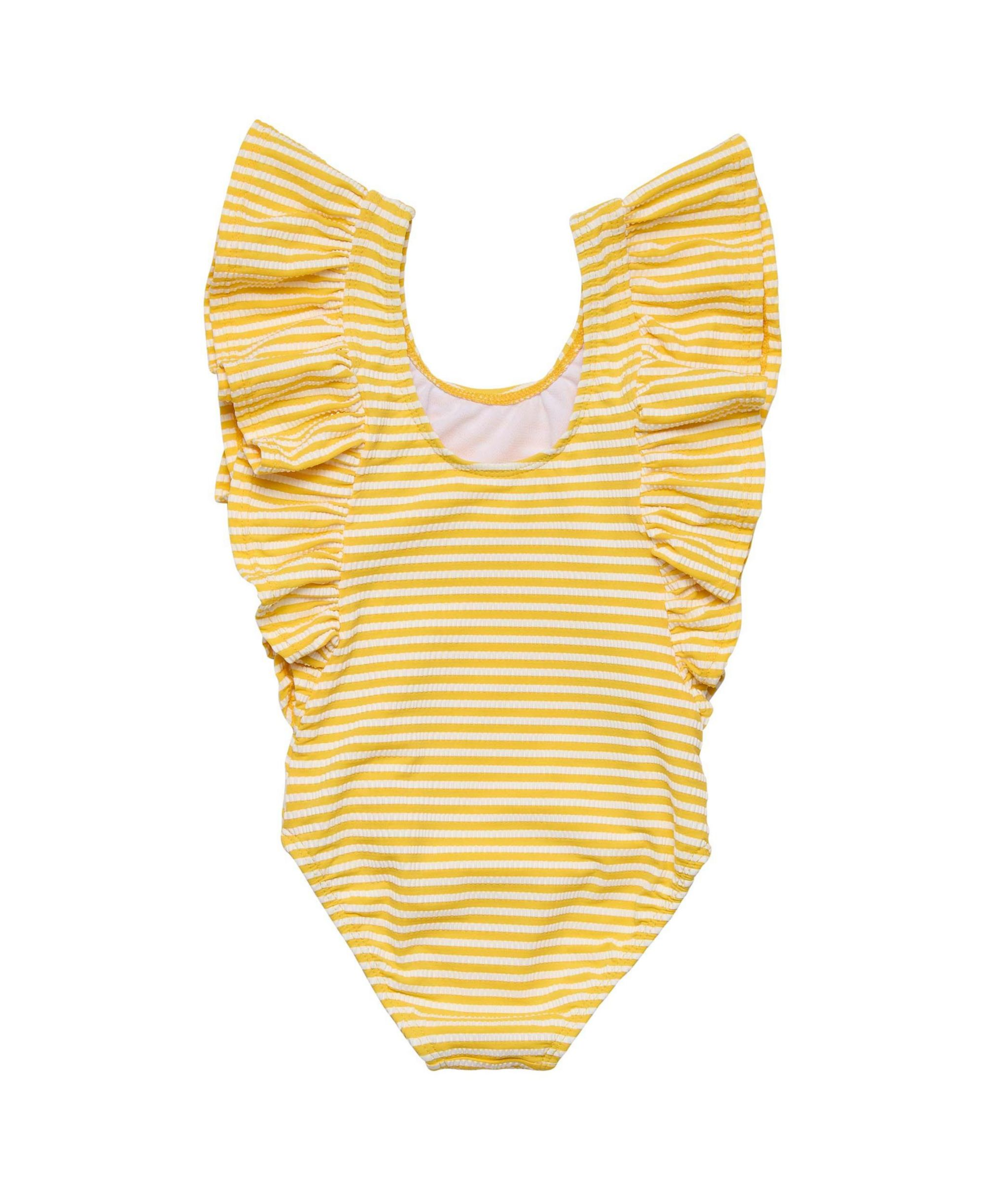 Girls' Sunshine Stripe Wide Frill Swimsuit - Little Kid — Image 3