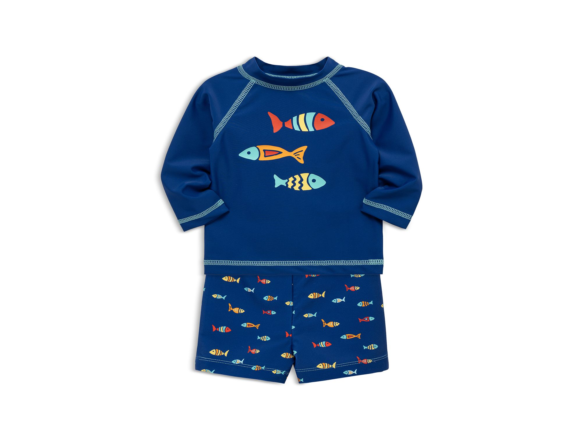 Boys' Fish Rash Guard and Swim Trunks Set, Baby — Image 4