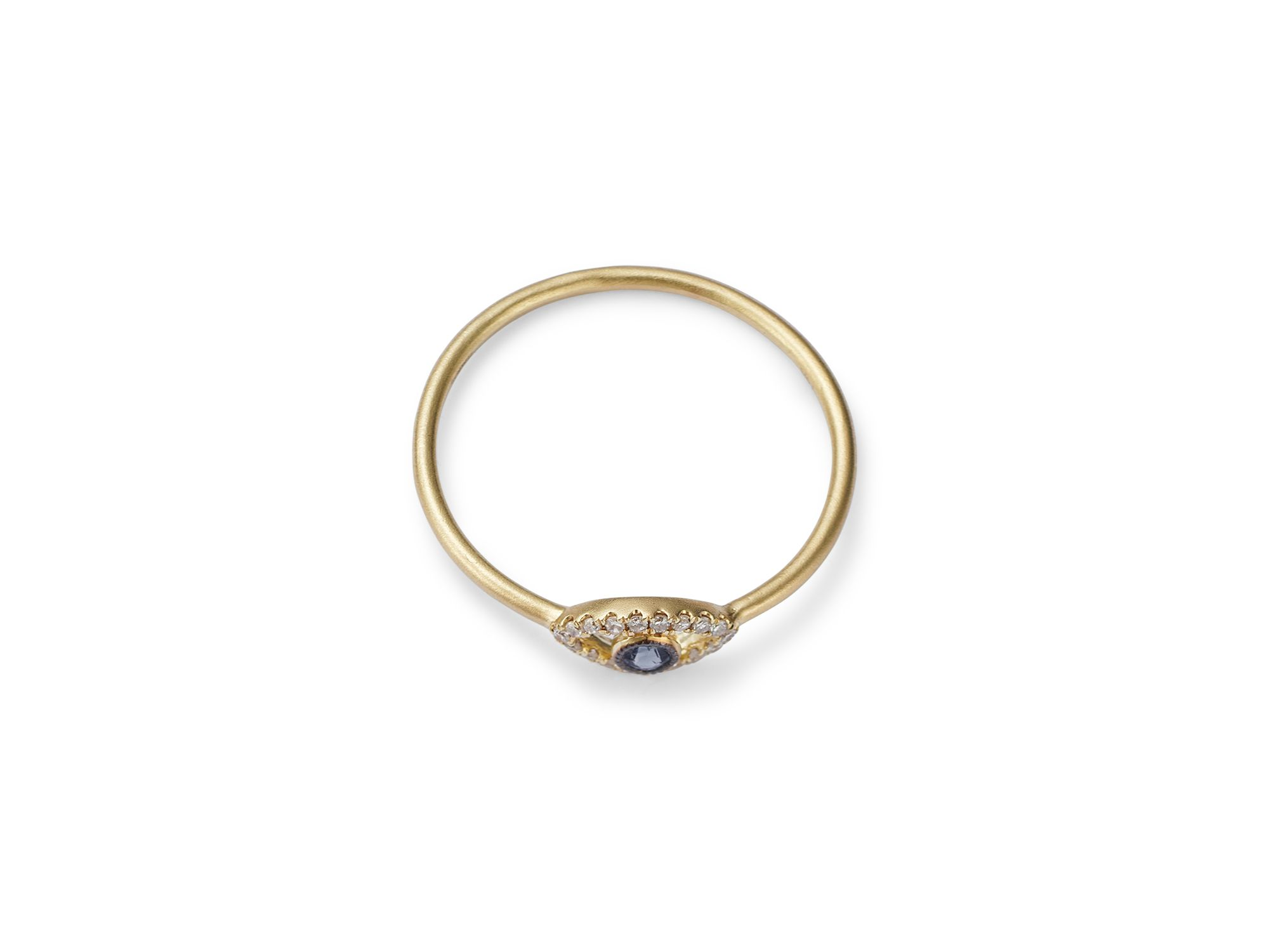 14K Yellow Gold Evil Eye Blue Sapphire & Diamond Ring — Image 3