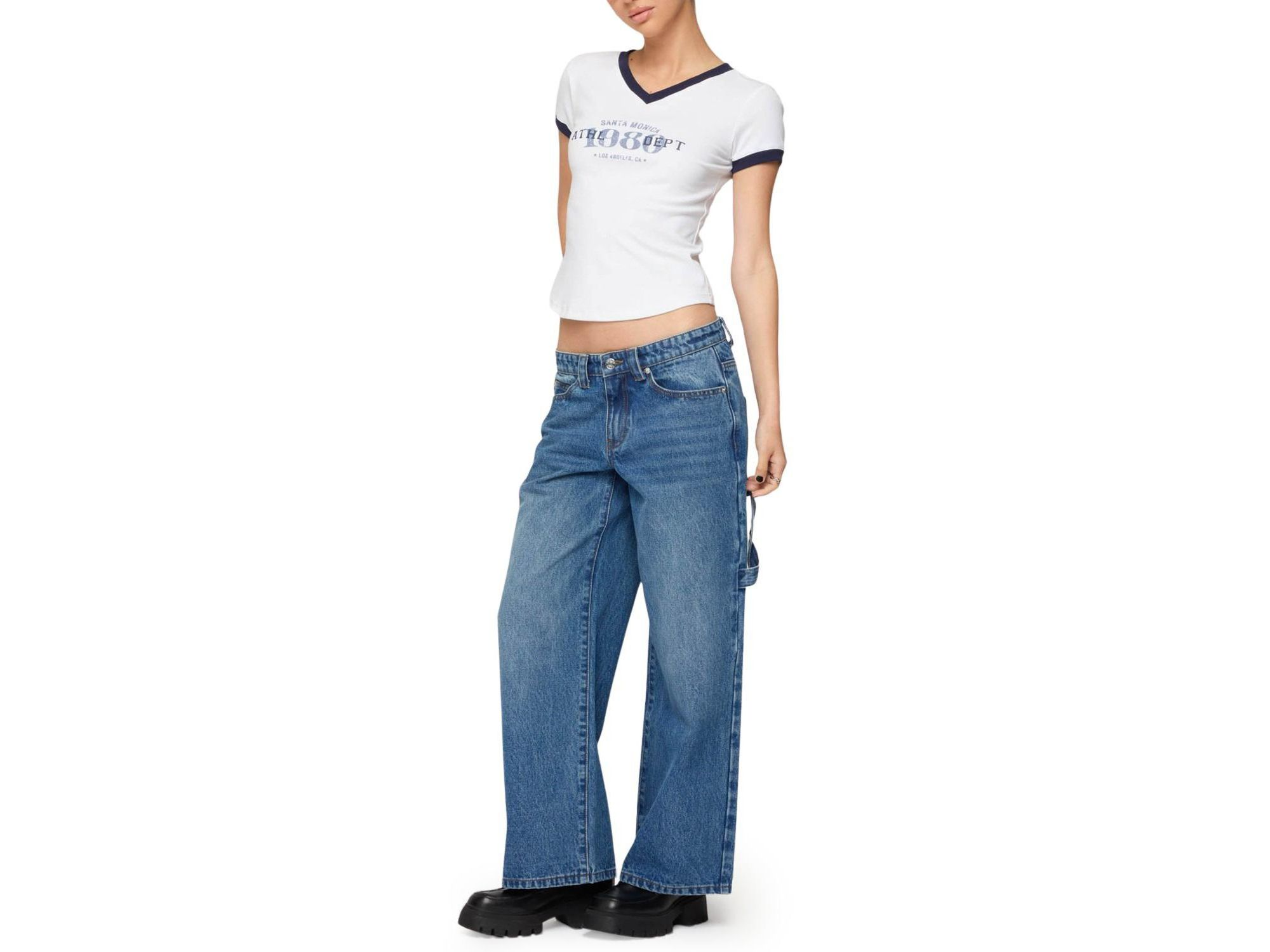 Petite Carpenter Low Rise Medium Rinse Wash Jeans — Image 3