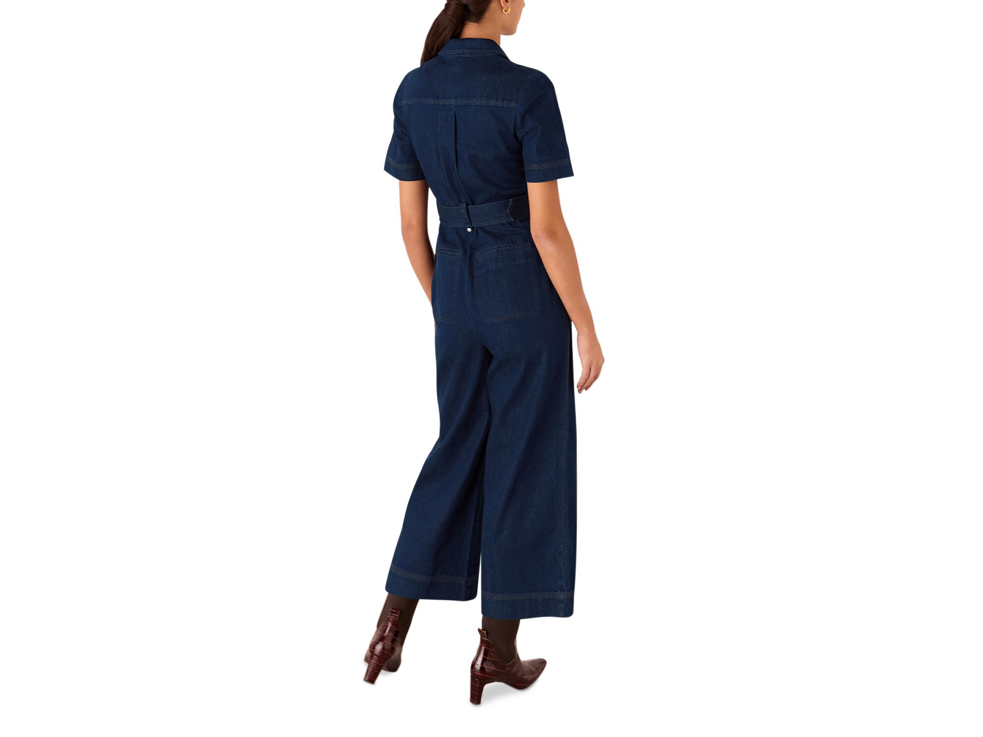 Denim Pintuck Belted Jumpsuit — Image 5