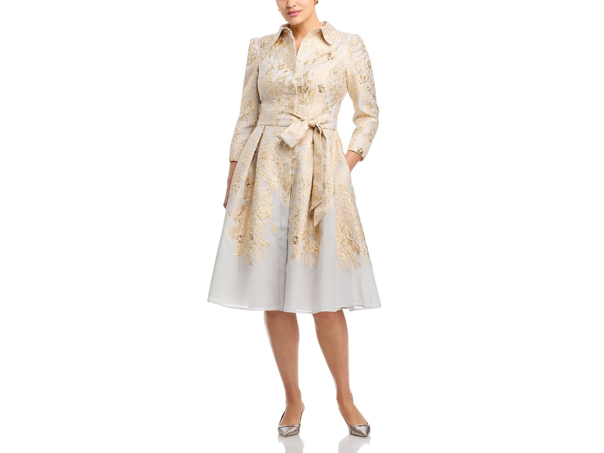 Metallic Jacquard Shirt Dress — Image 4