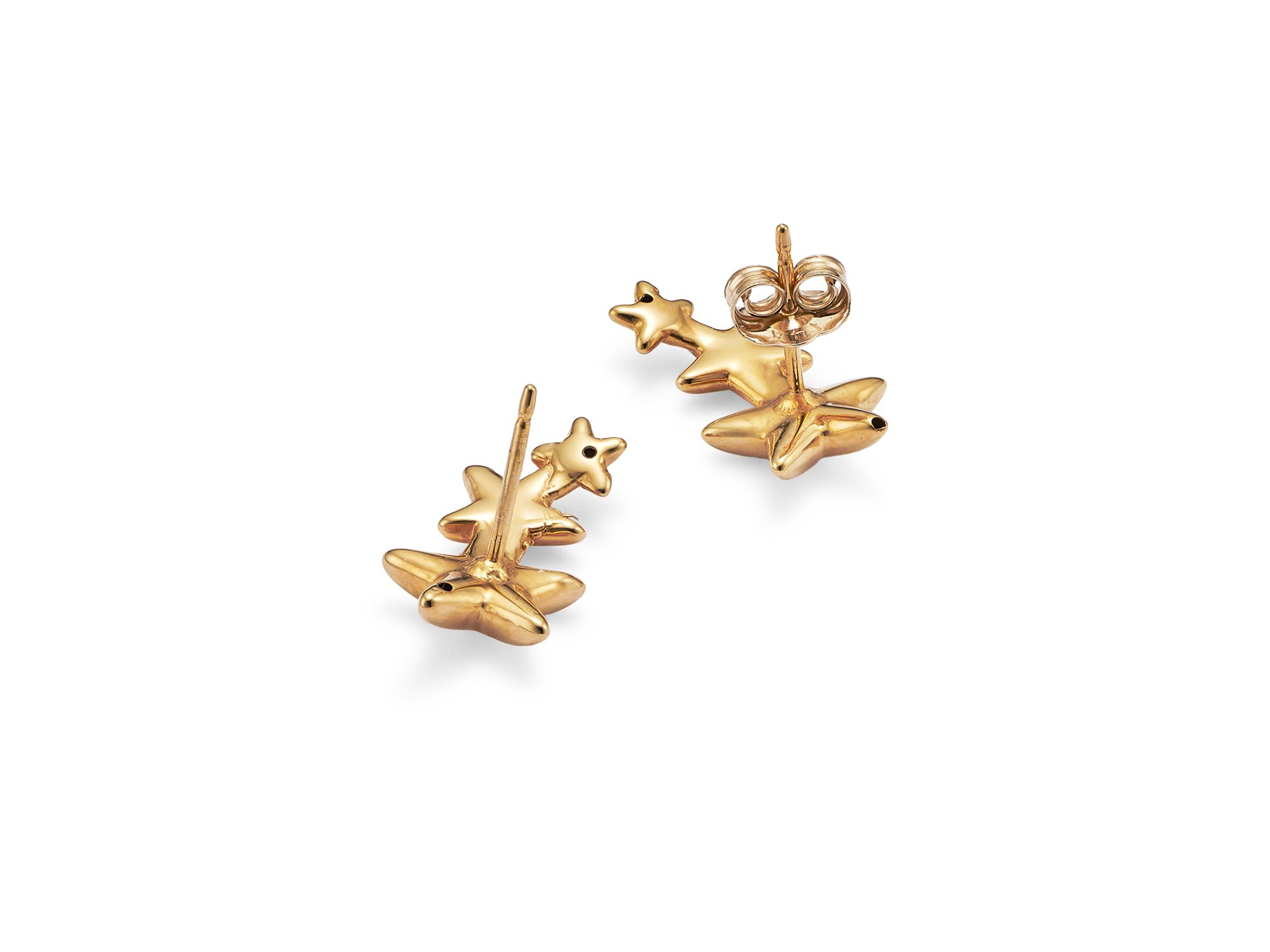 14K Yellow Gold Triple Star Climber Earrings — Image 4