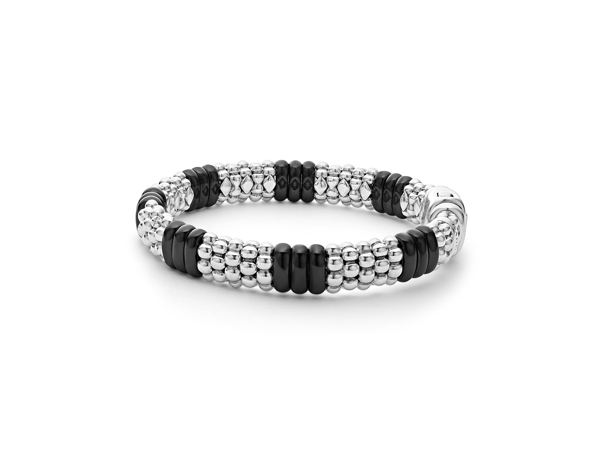 Sterling Silver Black Caviar Black Ceramic Beaded Bracelet — Image 4