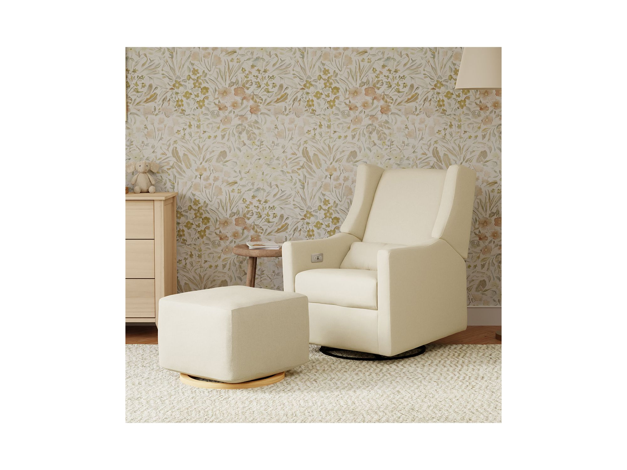 Kiwi Gliding Ottoman with Light Wood Base — Image 6