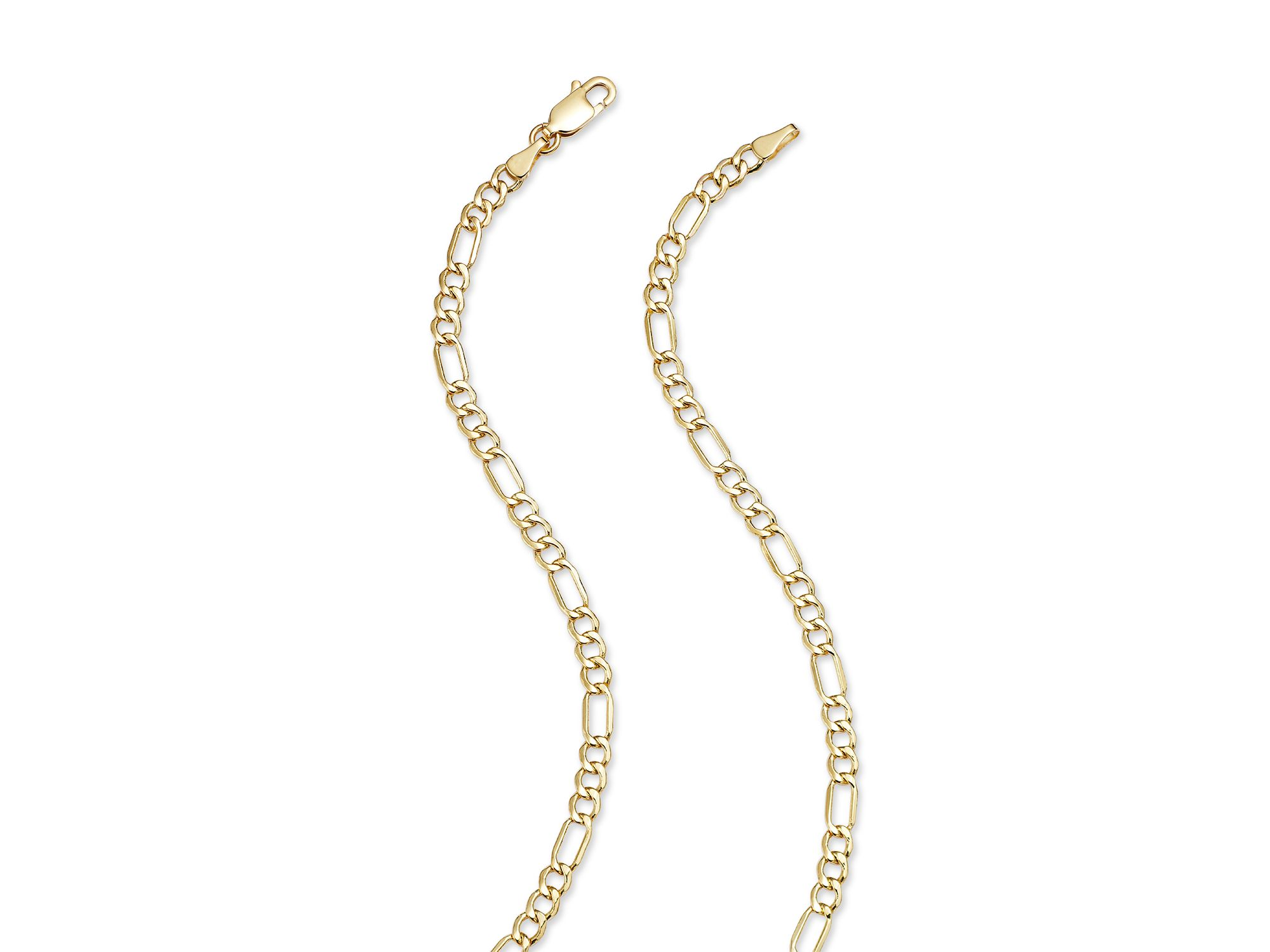 Open Heart Figaro Link Chain Necklace in 14K Yellow Gold, 18" — Image 4